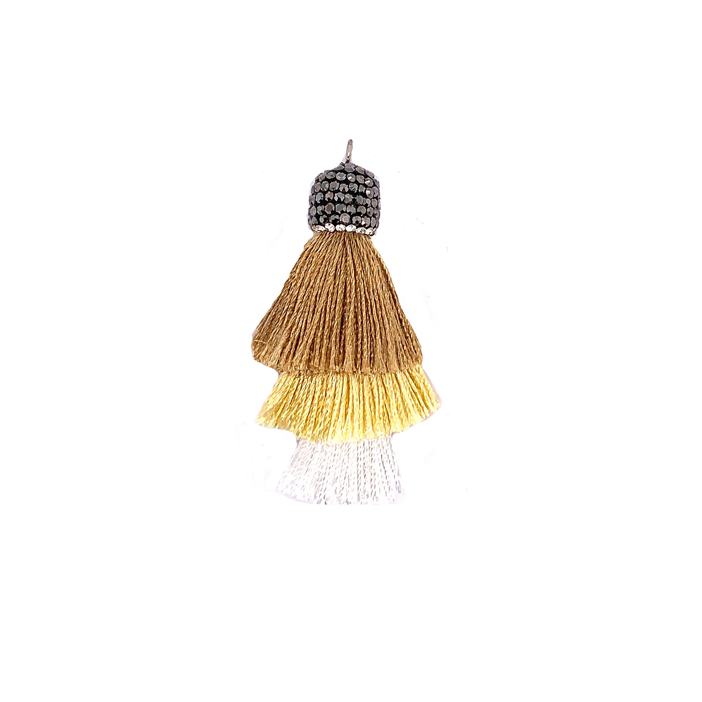 Tiered Gradient Neutral Tones Tassel with Stone Cap