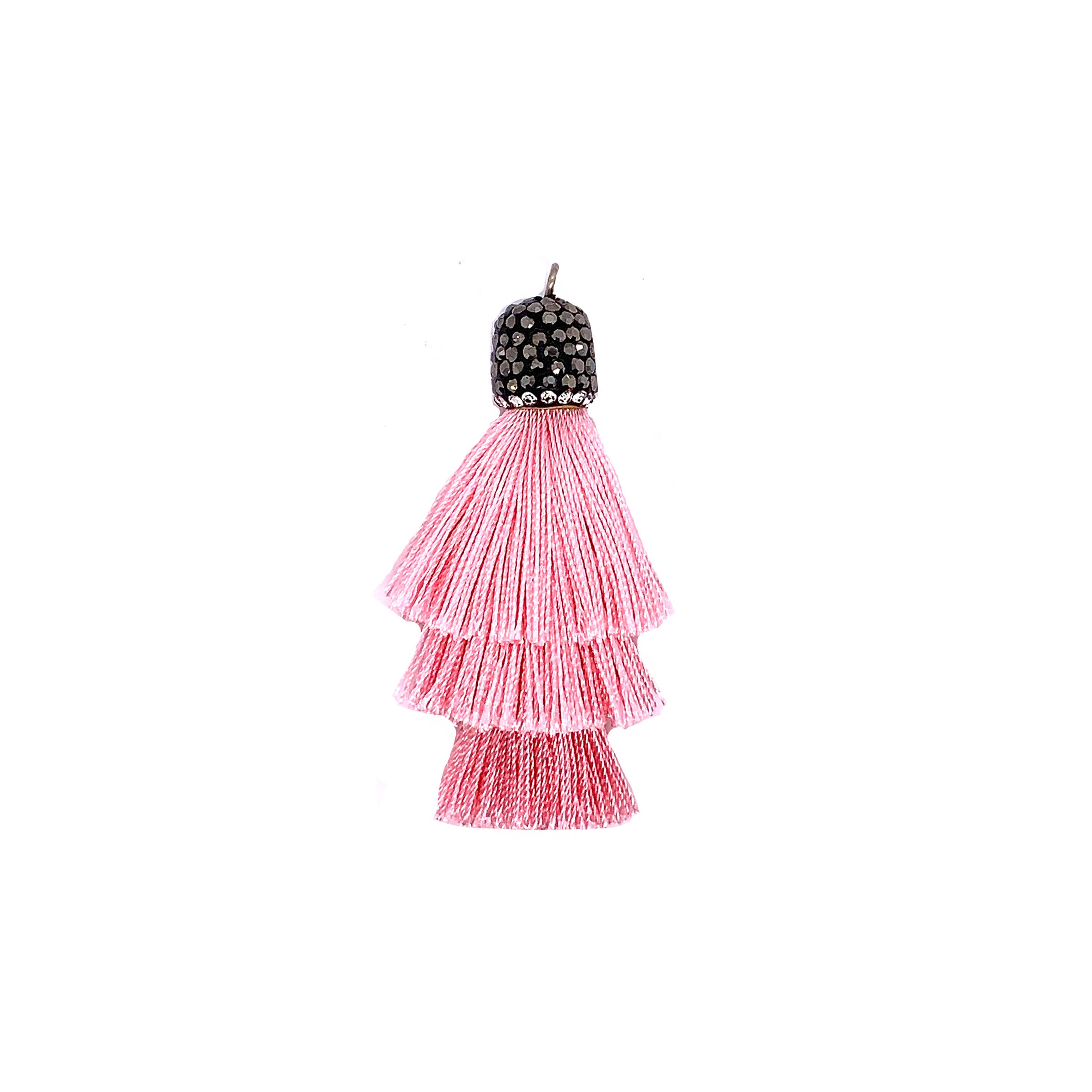 Tiered Light Pink Tassel with Stone Cap