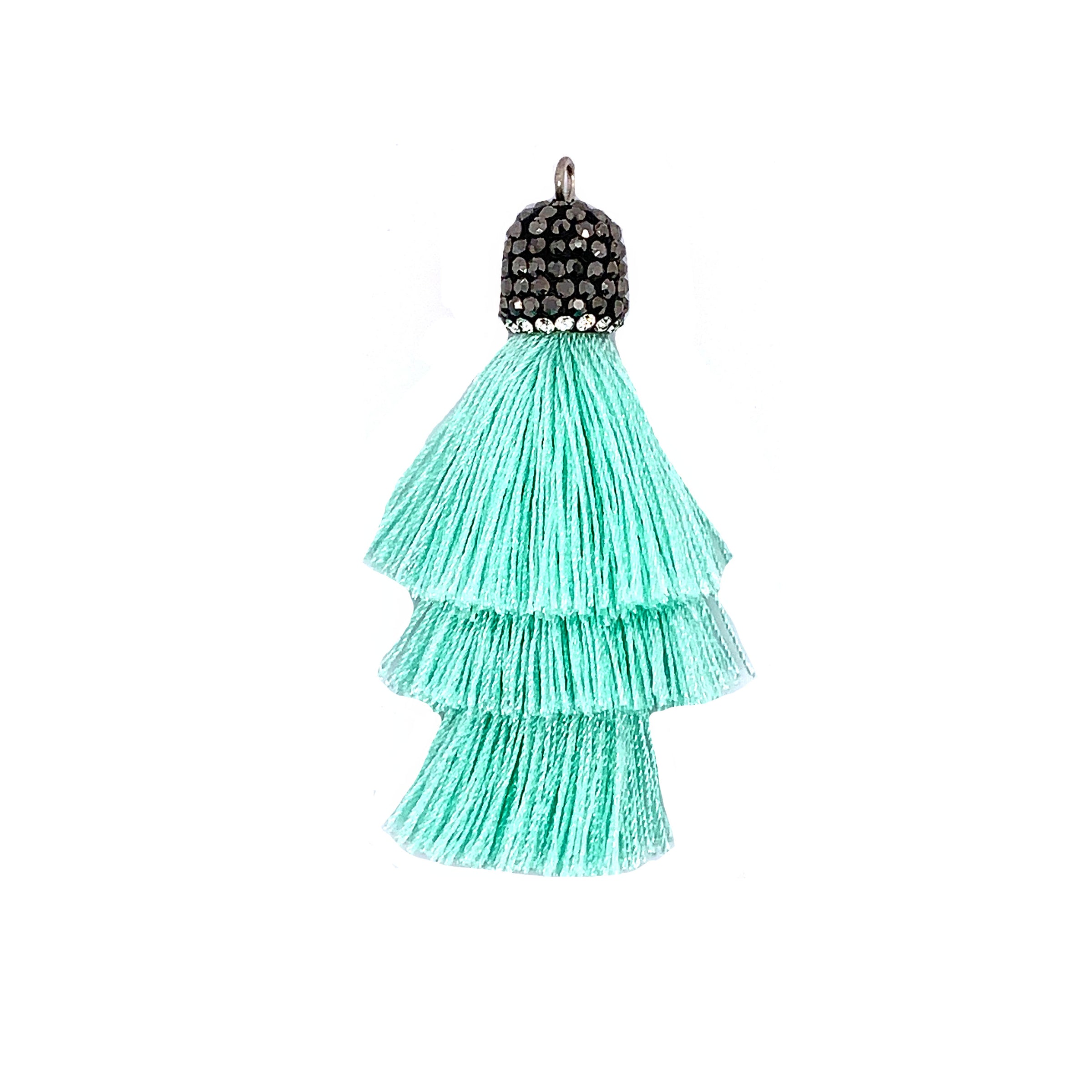 Tiered Mint Tassel with Stone Cap