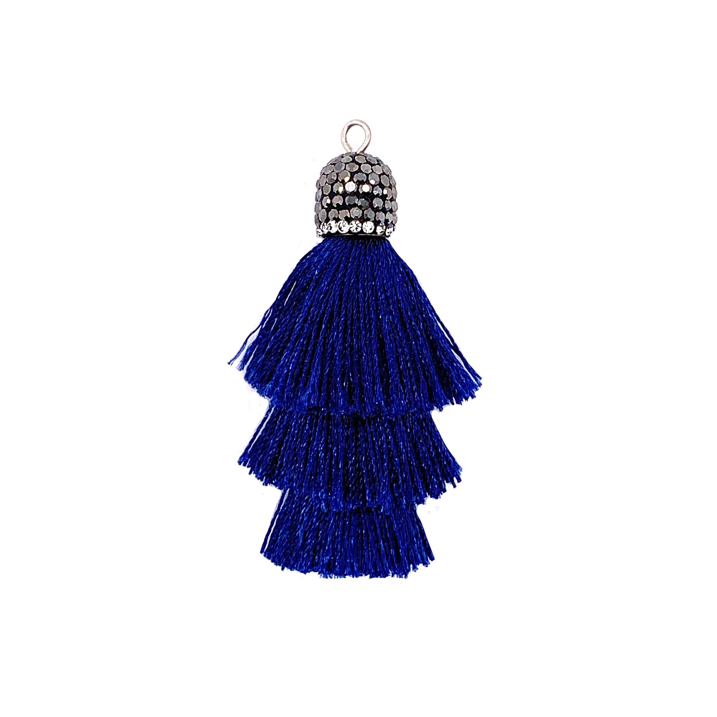 Tiered Navy Tassel with Stone Cap