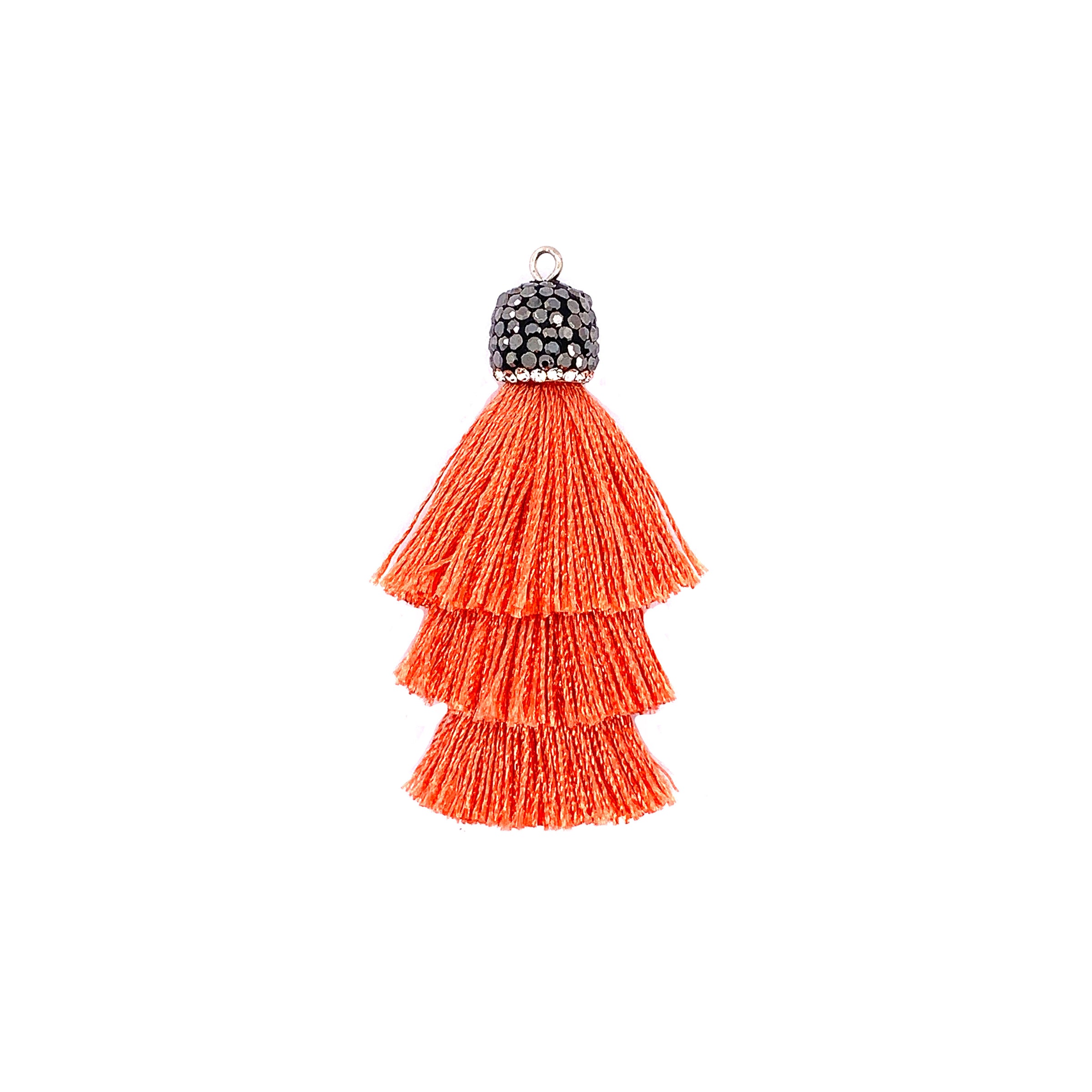 Tiered Orange Tassel with Stone Cap