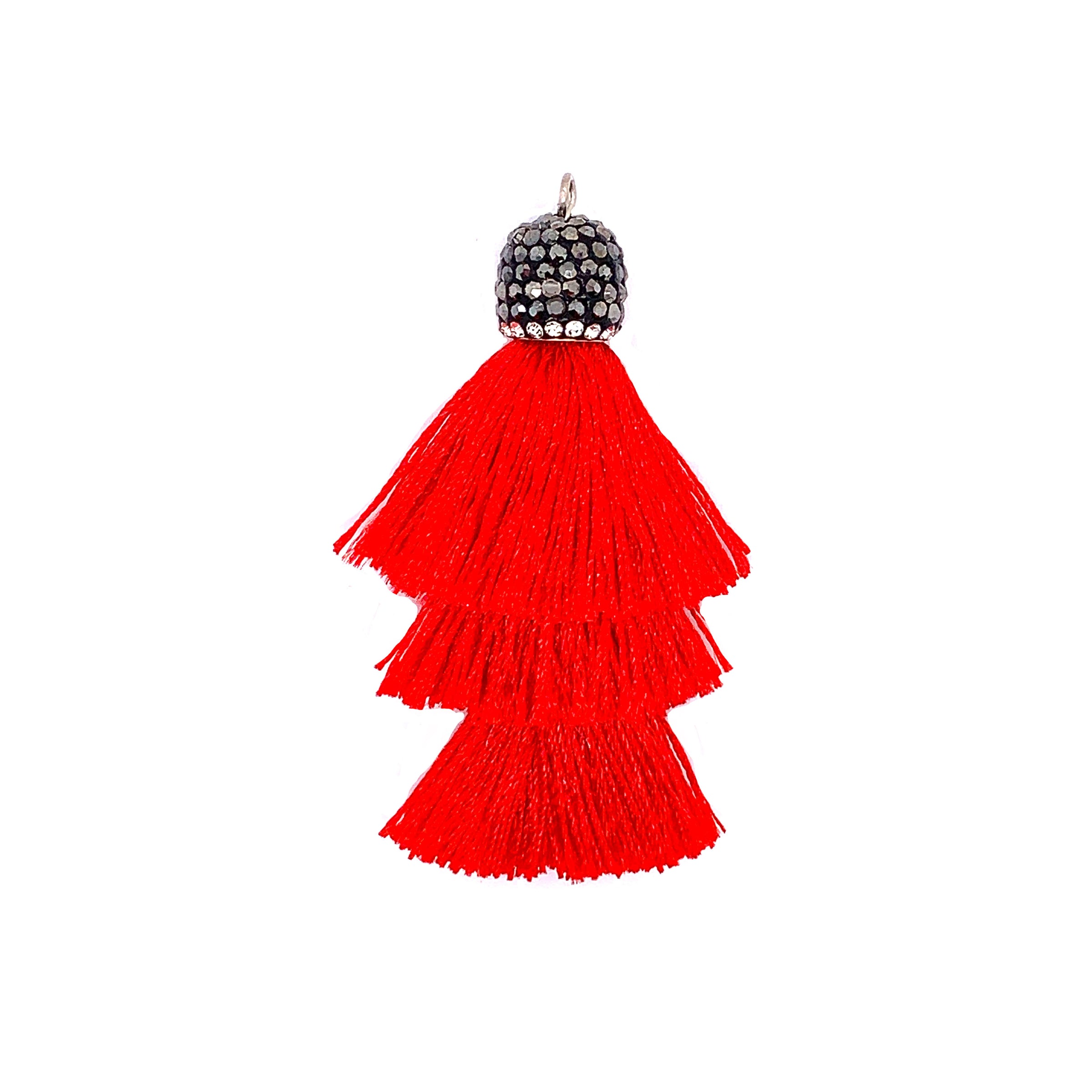 Tiered Red Tassel with Stone Cap