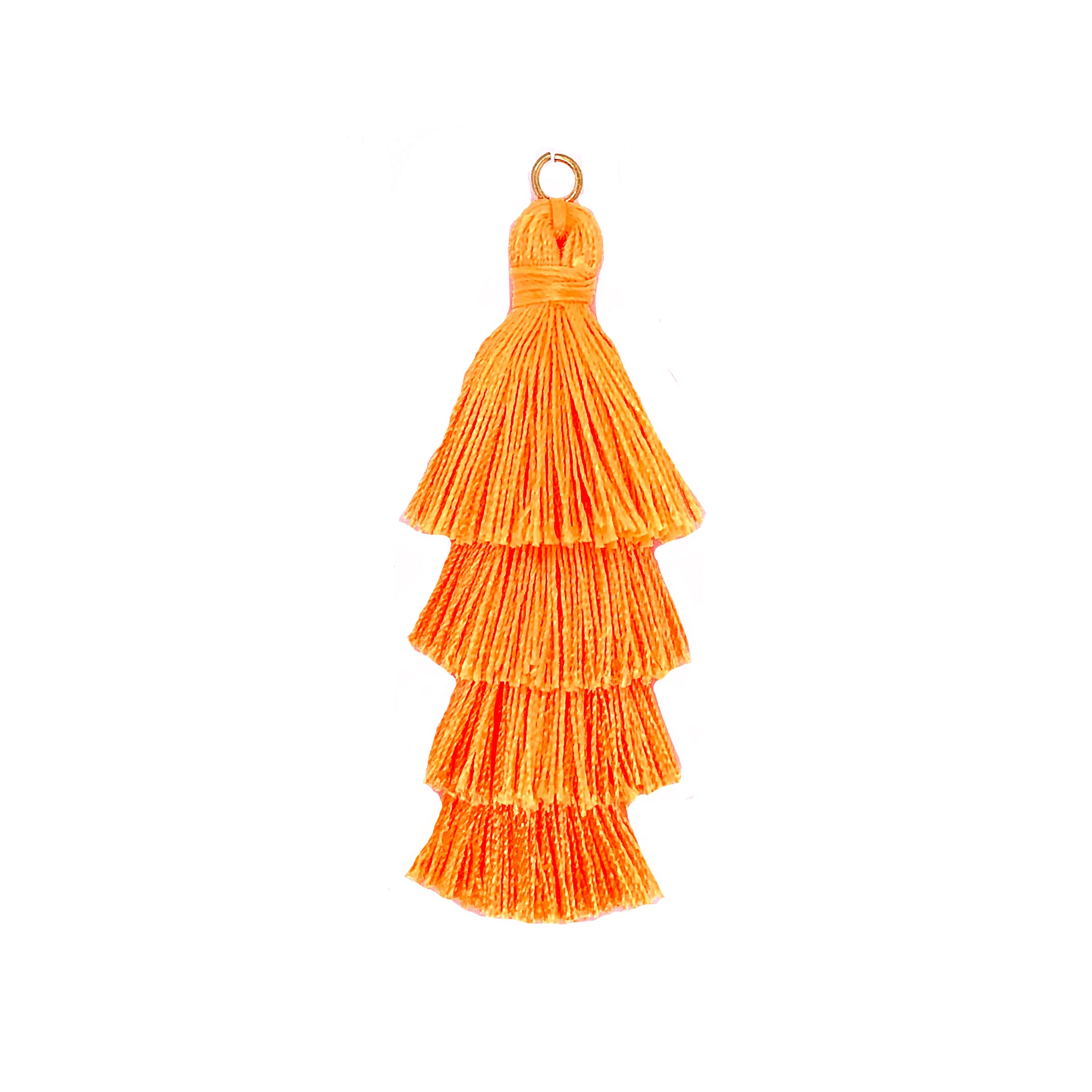 Tiered Neon Orange Tassel with Jump Ring