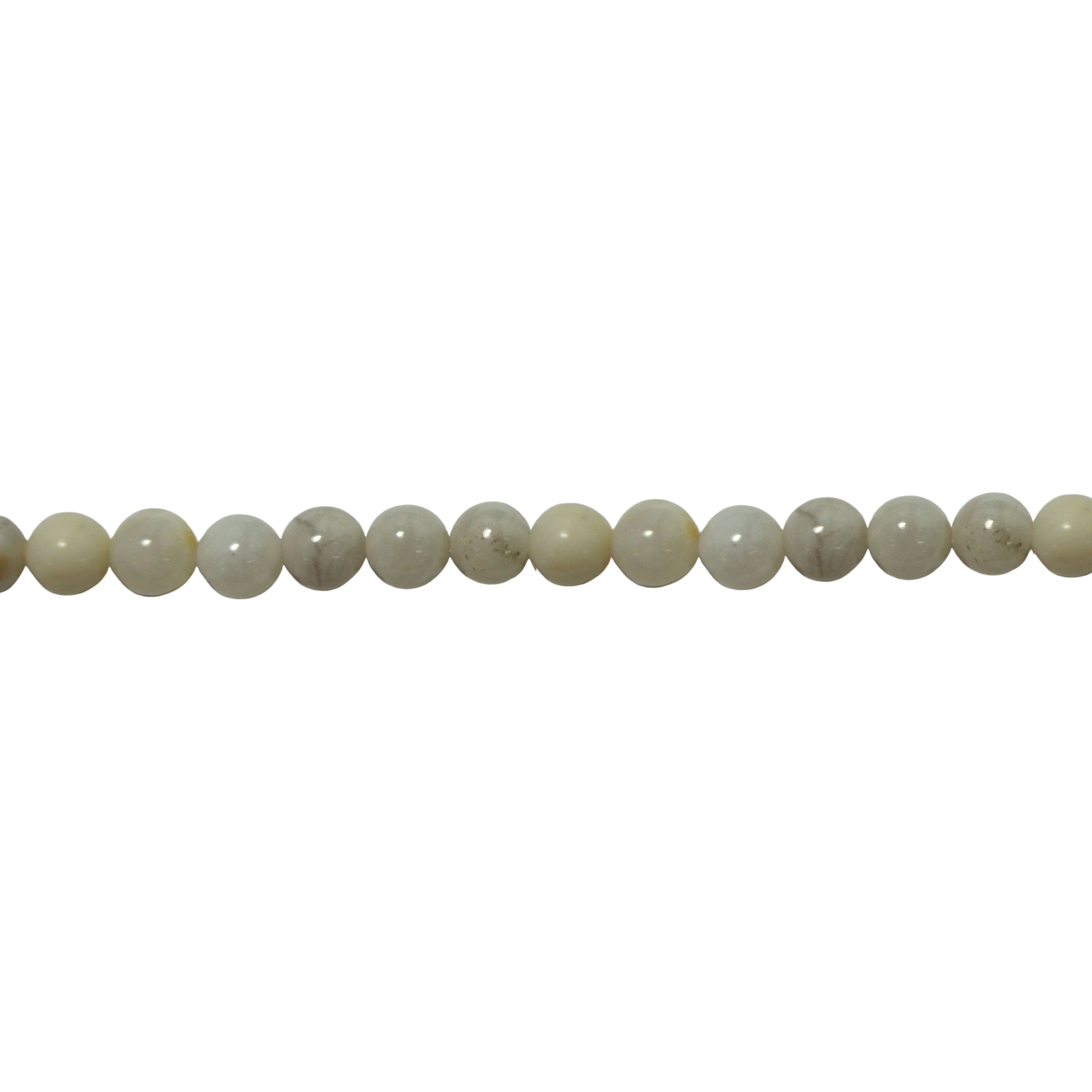6mm White Crazy Agate - Round