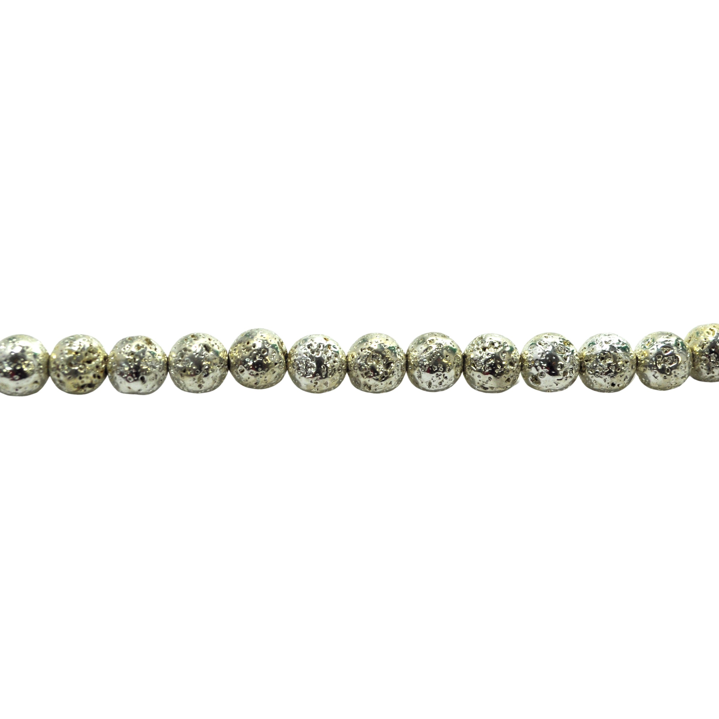 8mm Silver Plated Lava - Round