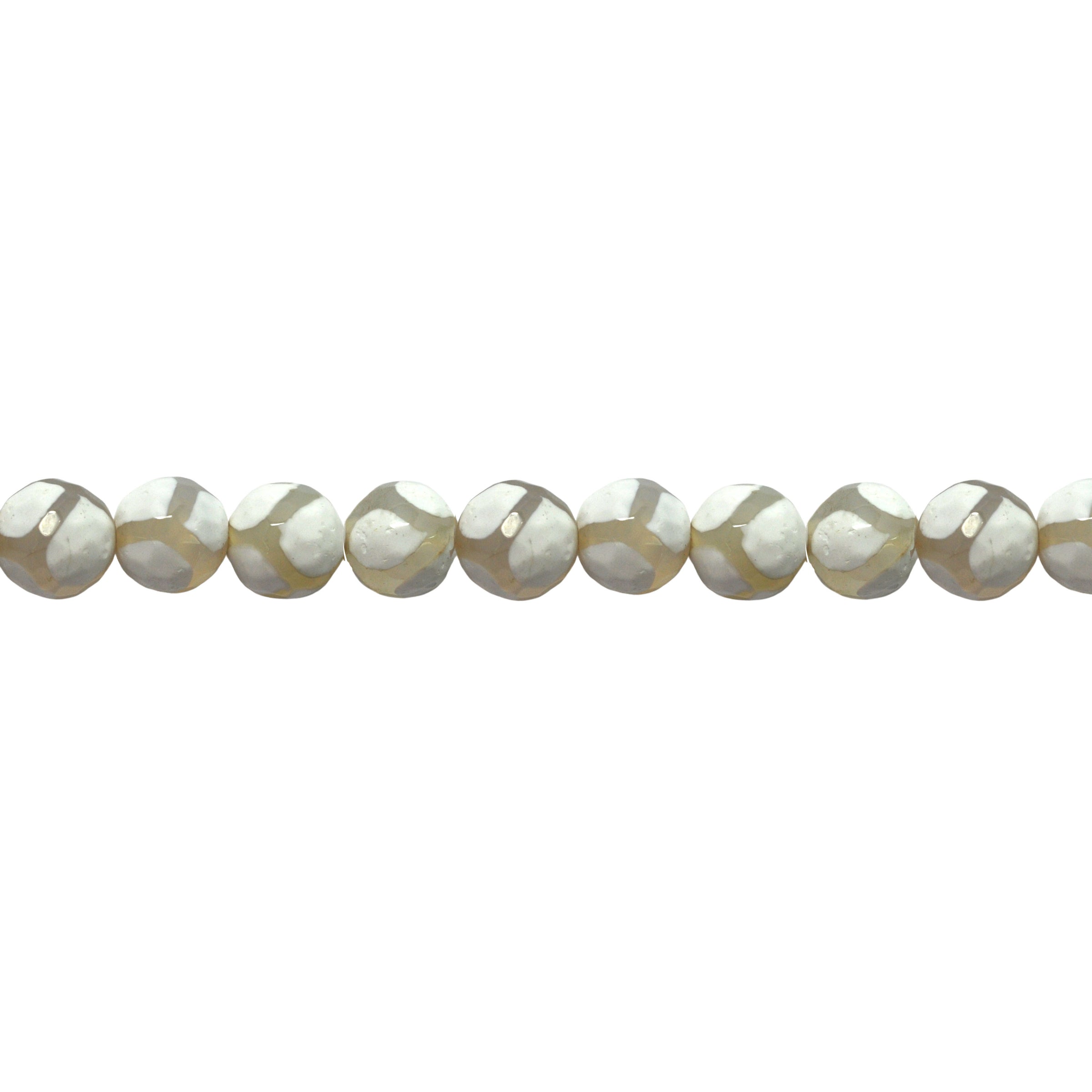 12mm White Tibetan Striped Agate - Faceted