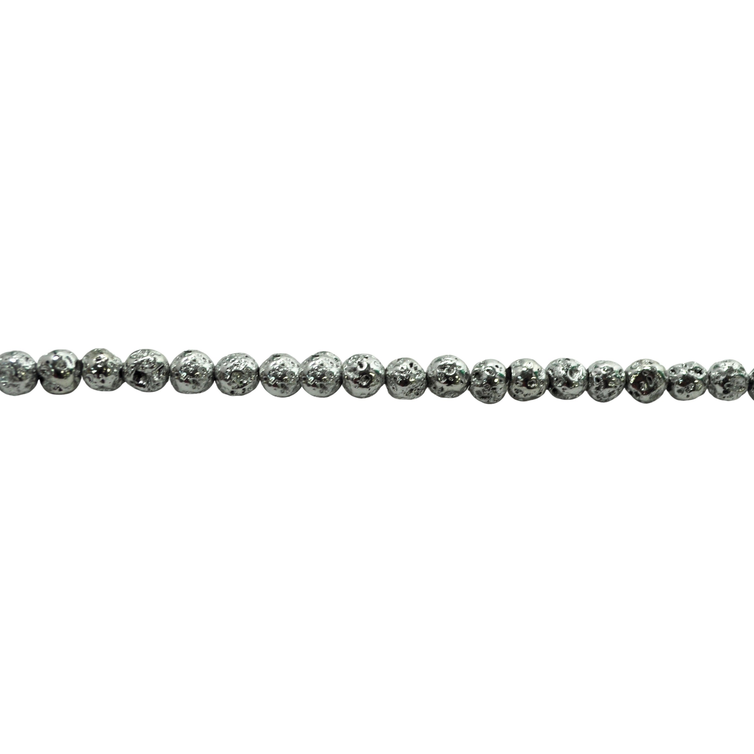 6mm Silver Plated Lava - Round