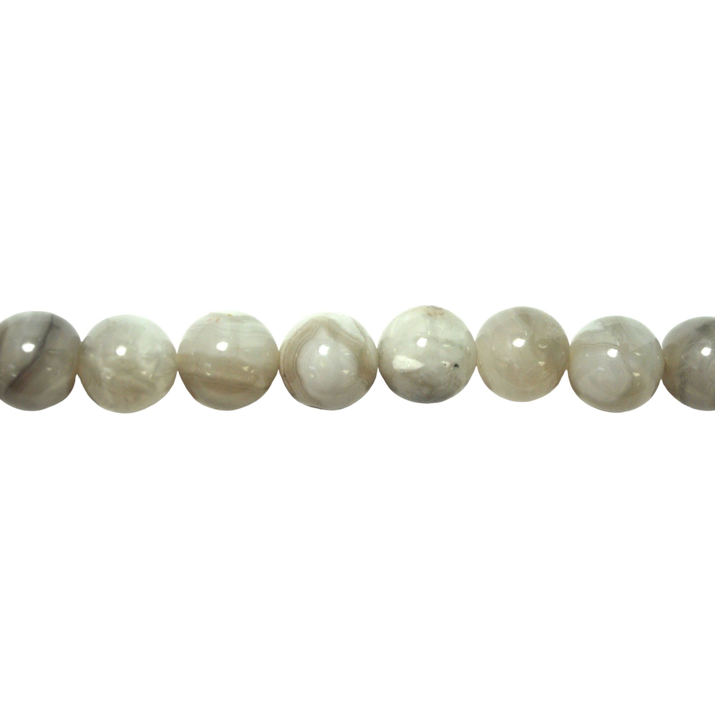 12mm White Crazy Agate - Round