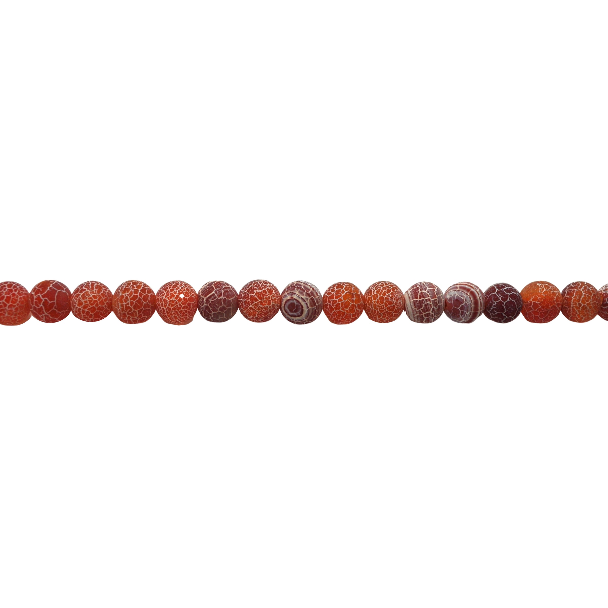 8mm Red Frosted Cracked Agate - Round