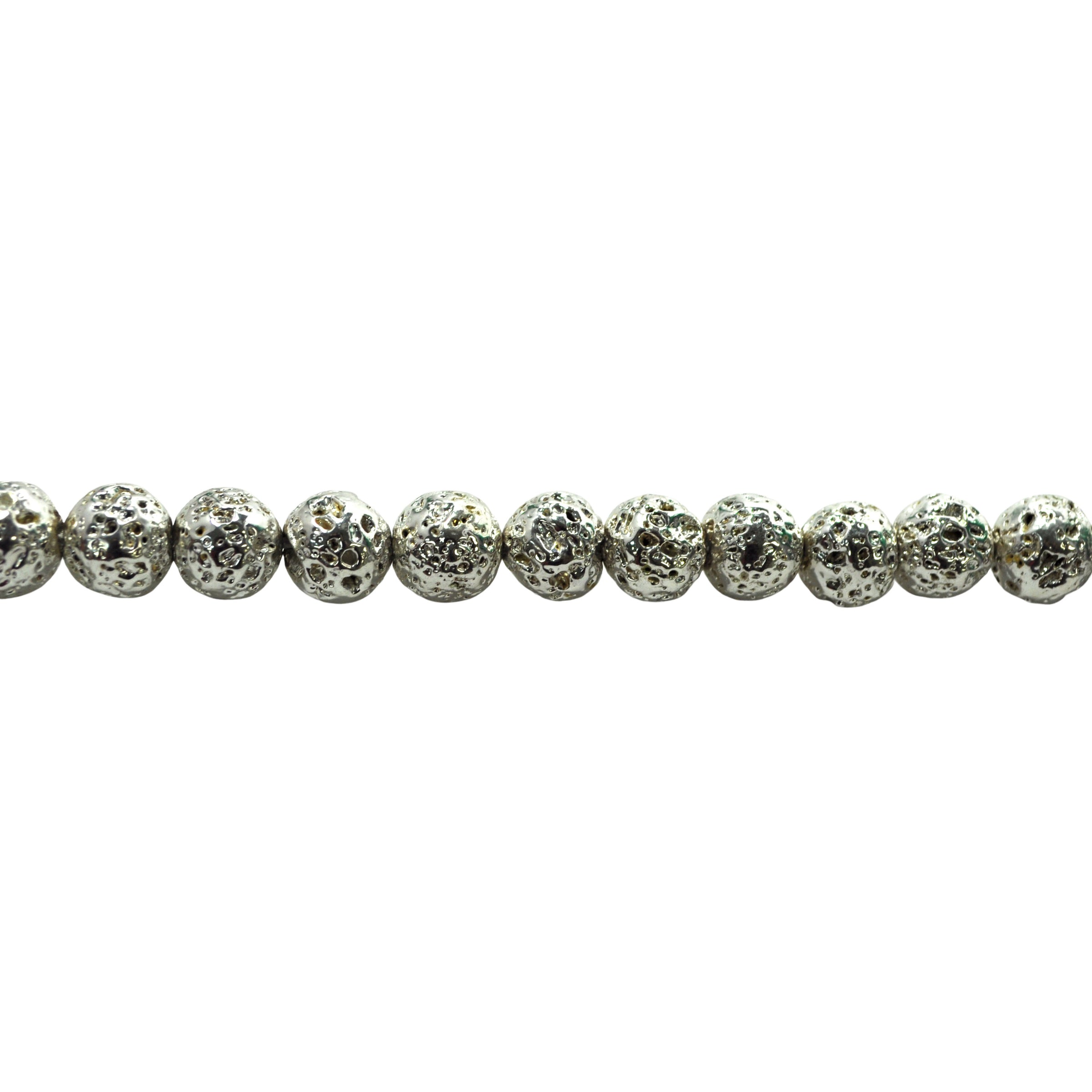 12mm Silver Plated Lava - Round