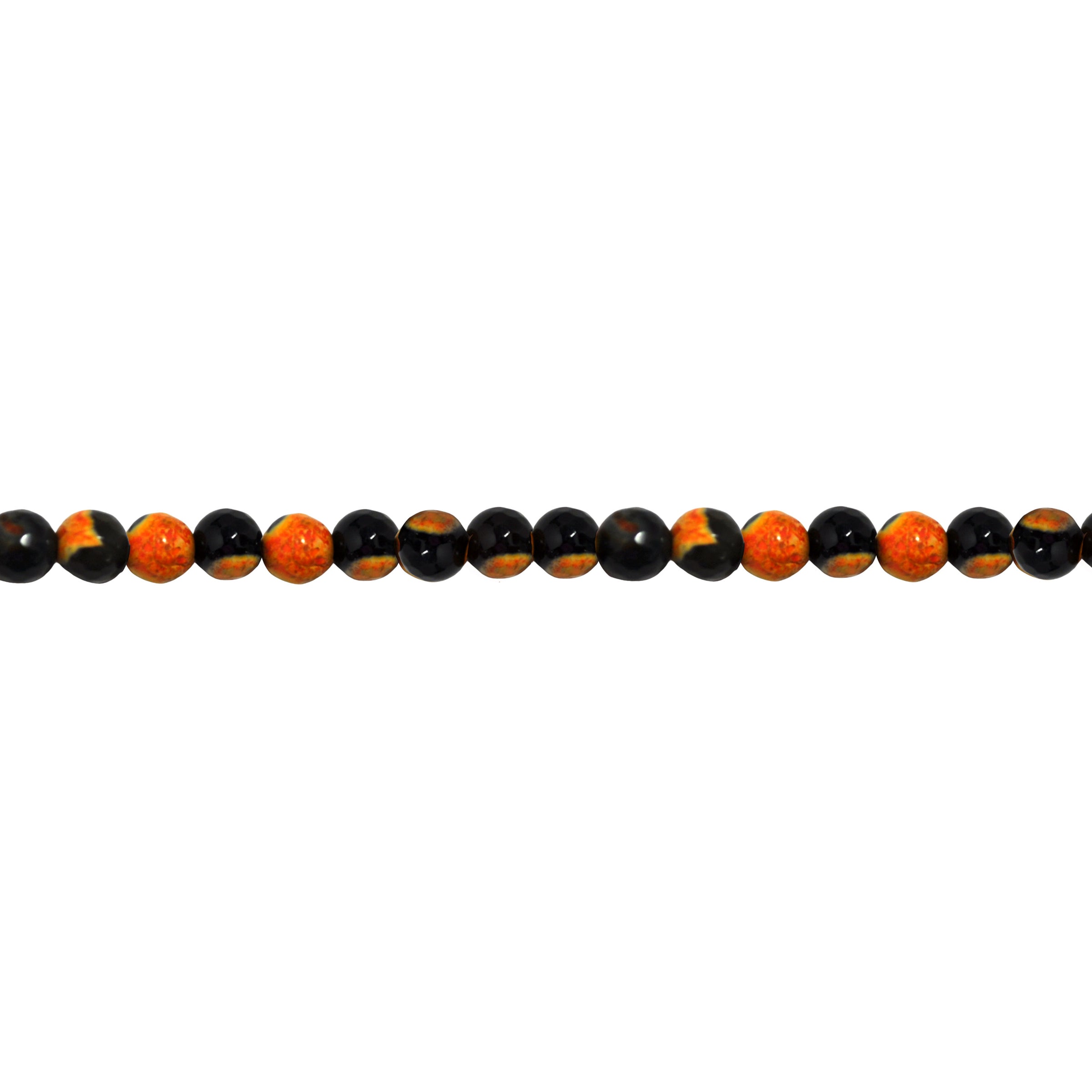 8mm Black & Orange Fire Agate - Faceted