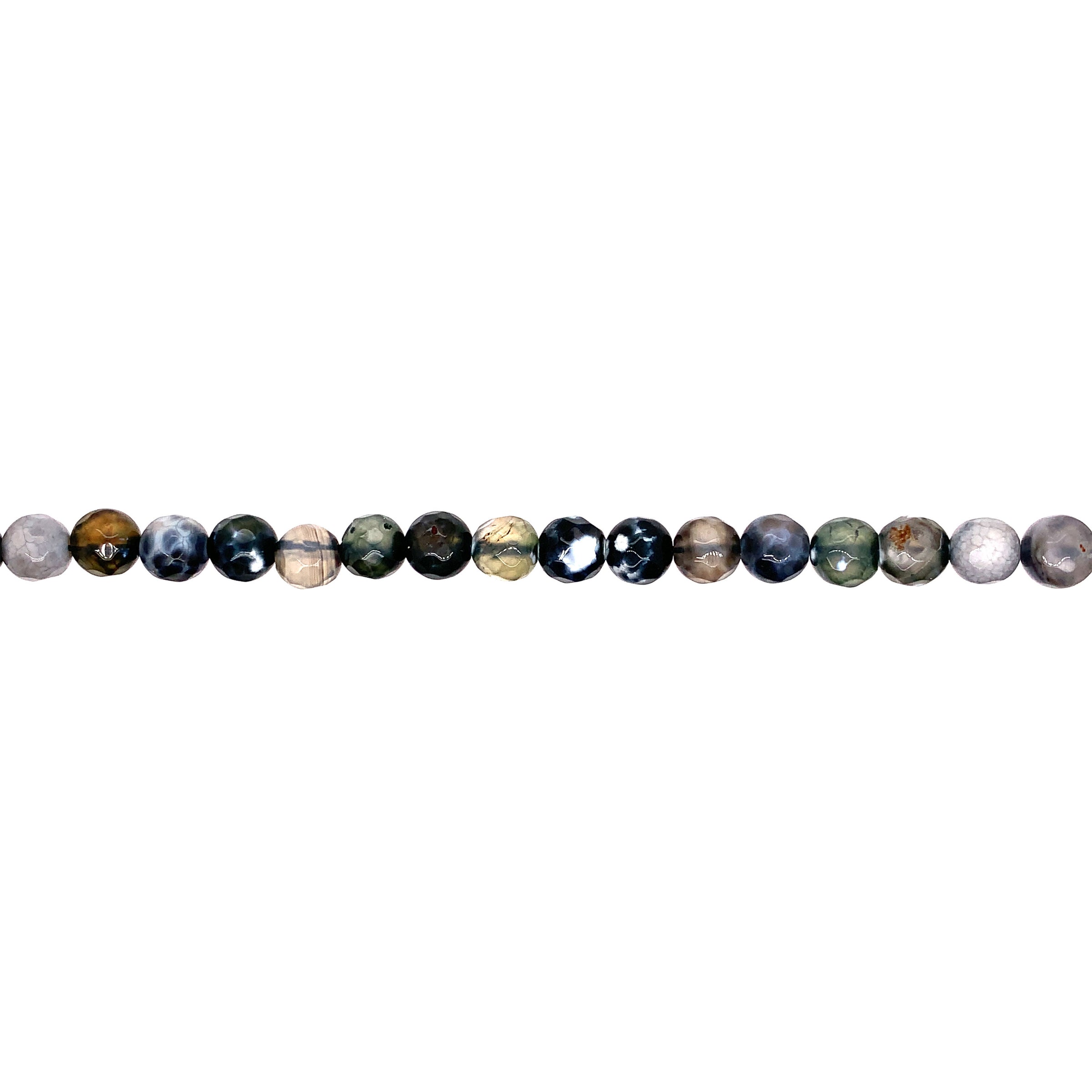 6mm Black & White Fire Agate - Faceted