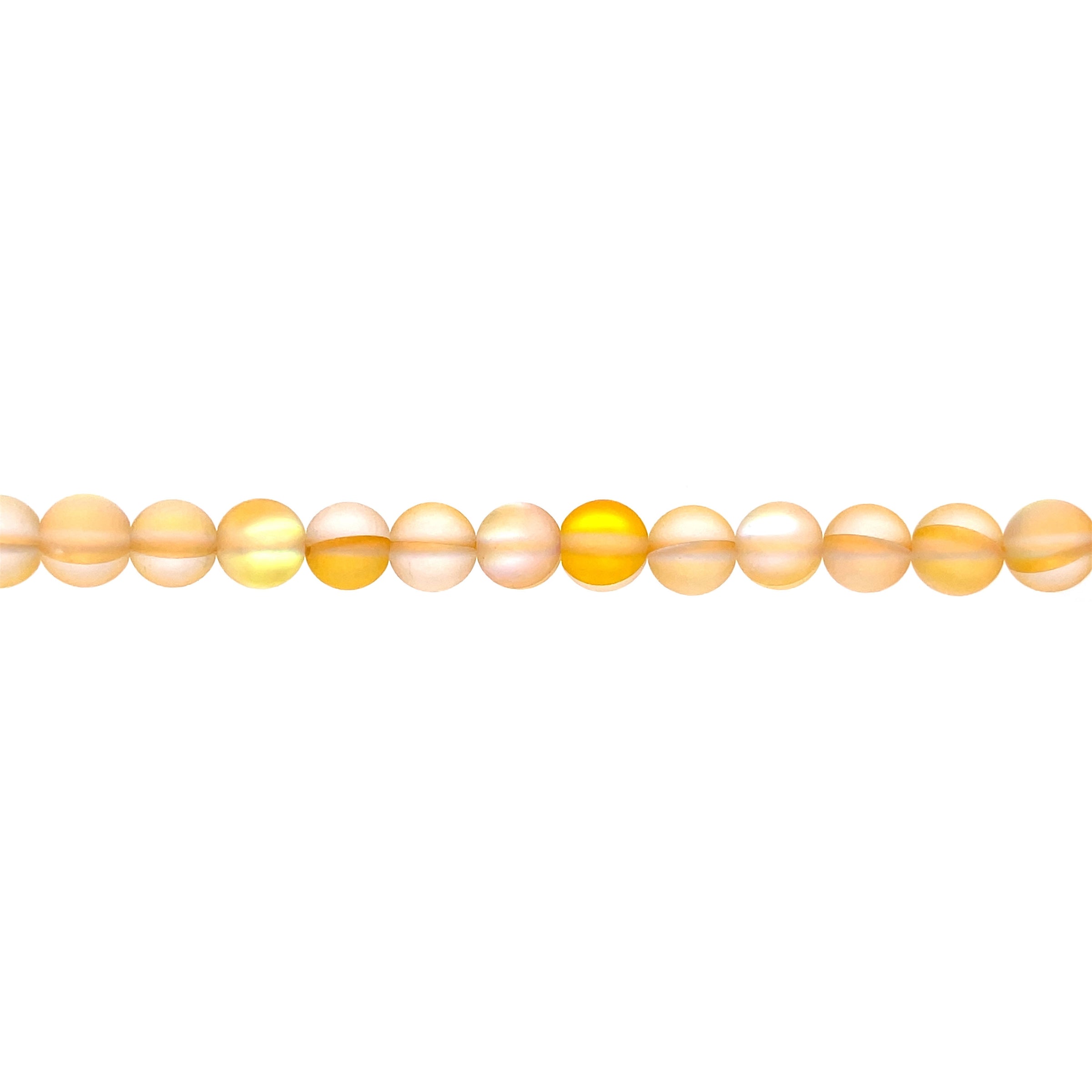 6mm Frosted Yellow Opal Glass Beads - Round
