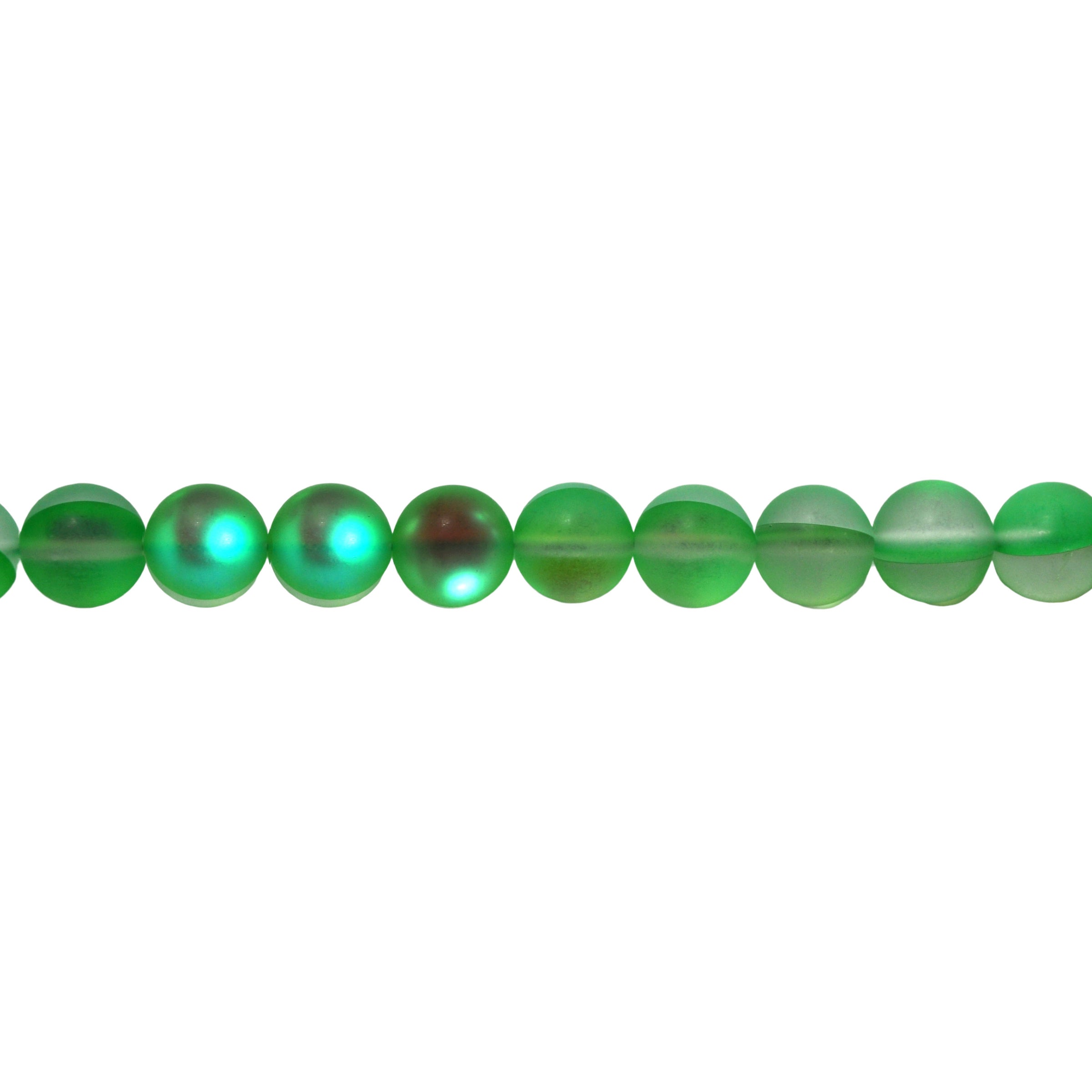 12mm Frosted Green Opal Glass Beads - Round