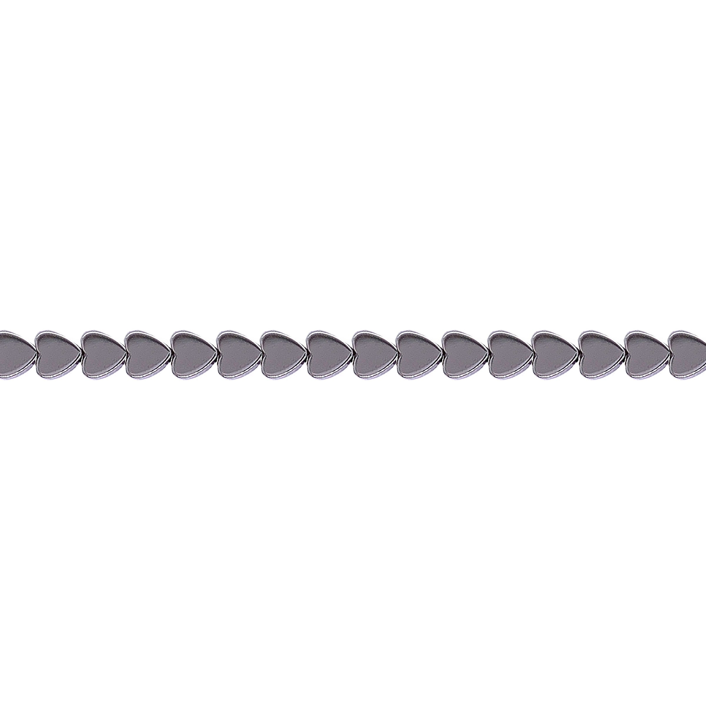 Silver Plated Heart Hematite 4mm