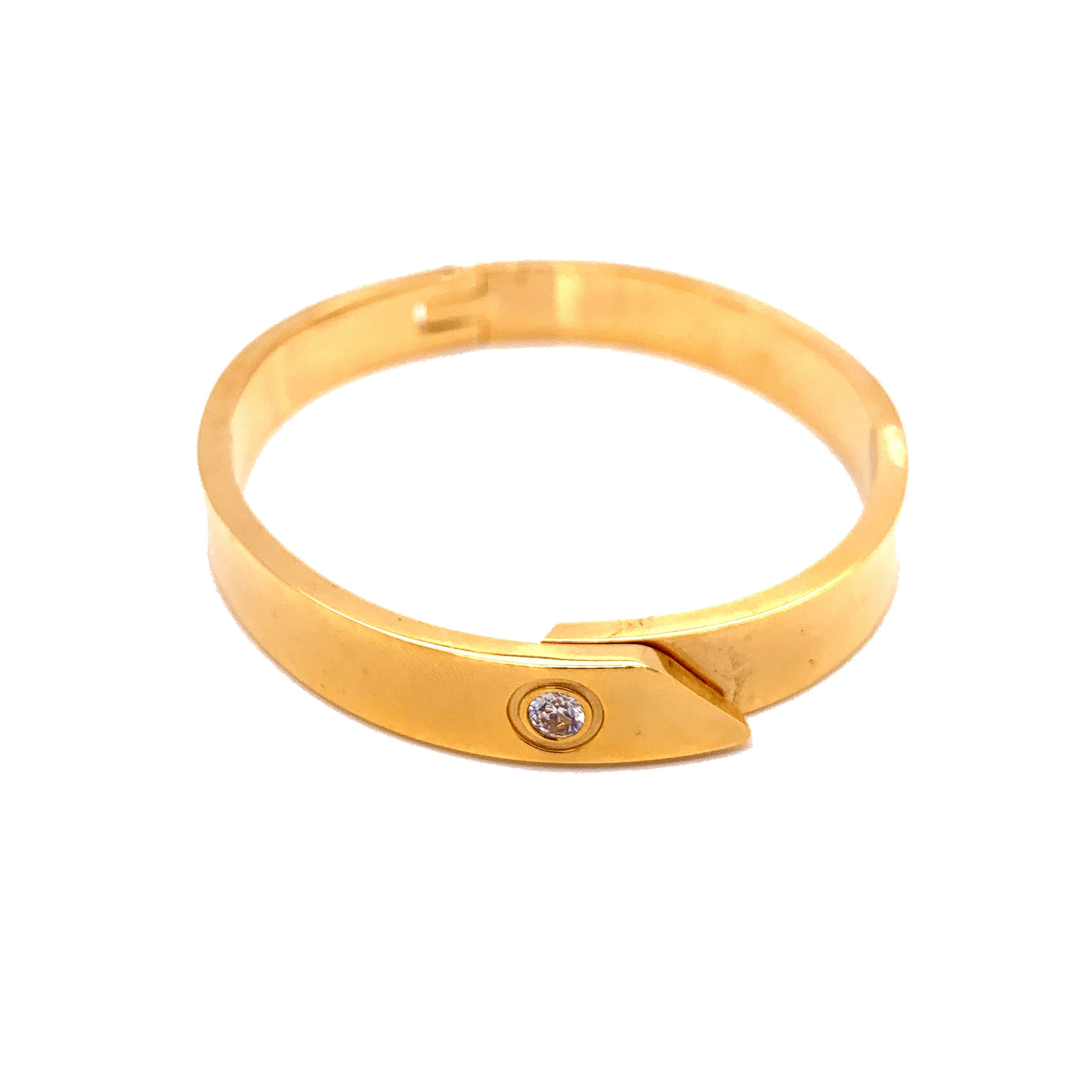 CZ  Engravable Bangle - Gold Plated