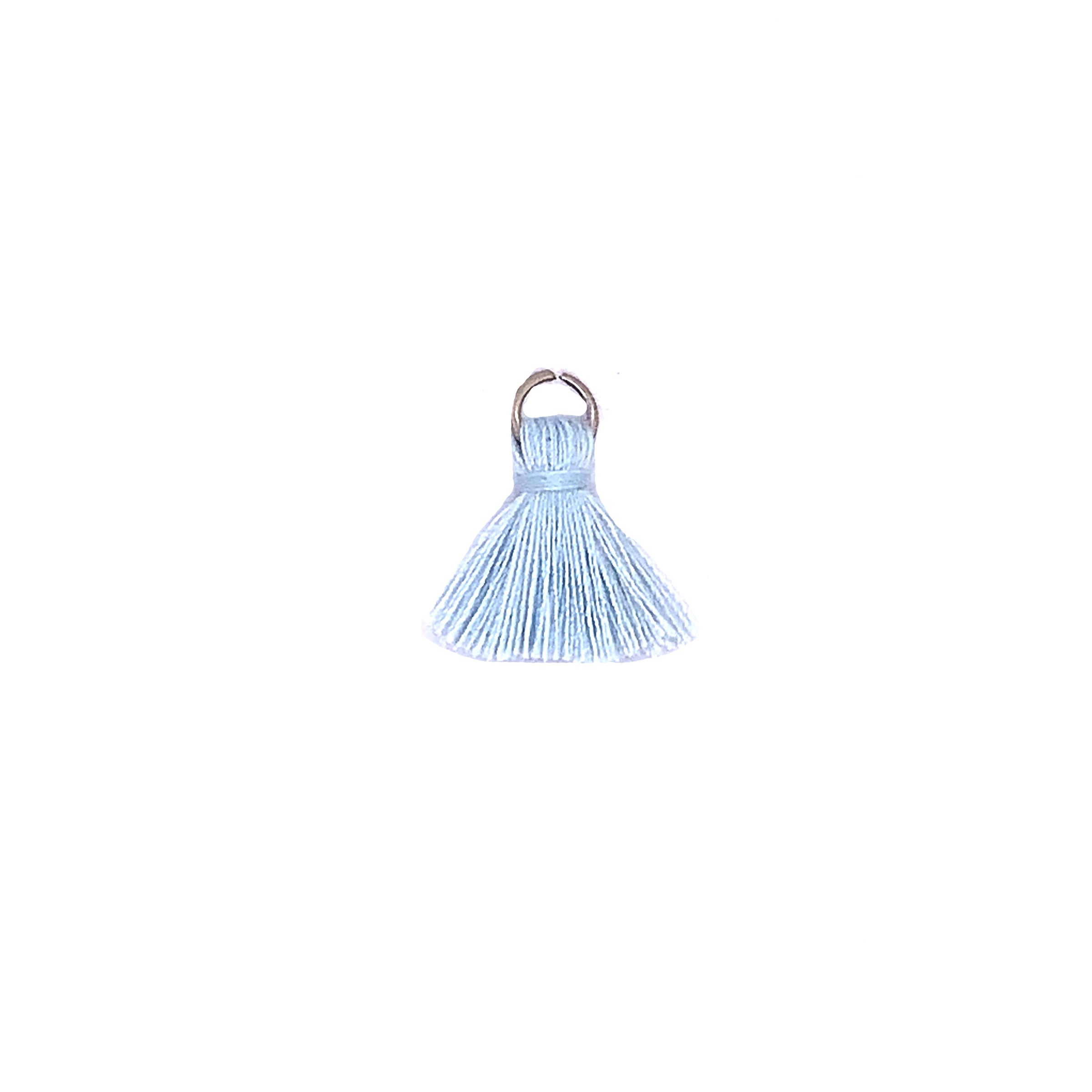 18mm Baby Blue Tassel with Silver Jump Ring