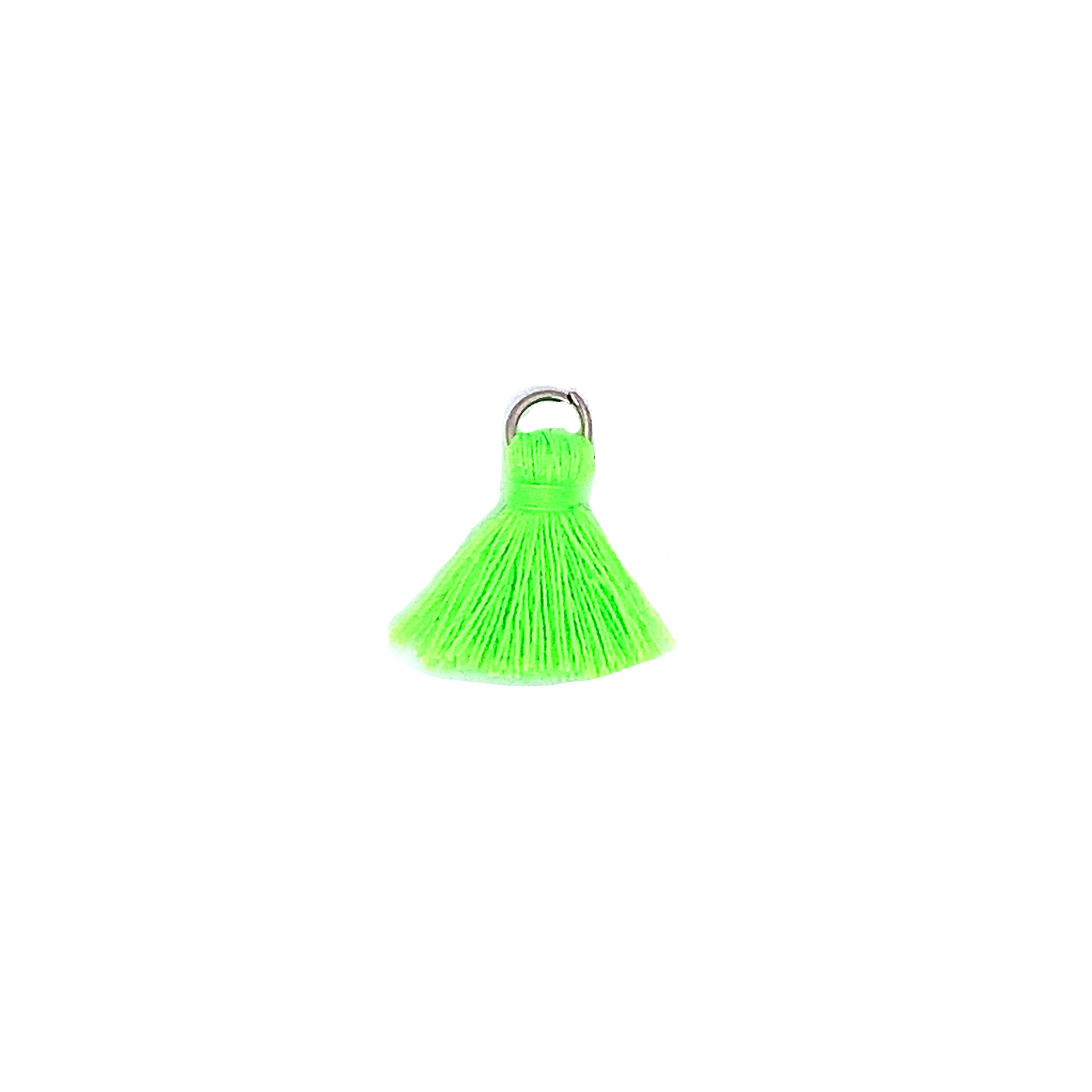 18mm Neon Green Tassel with Silver Jump Ring