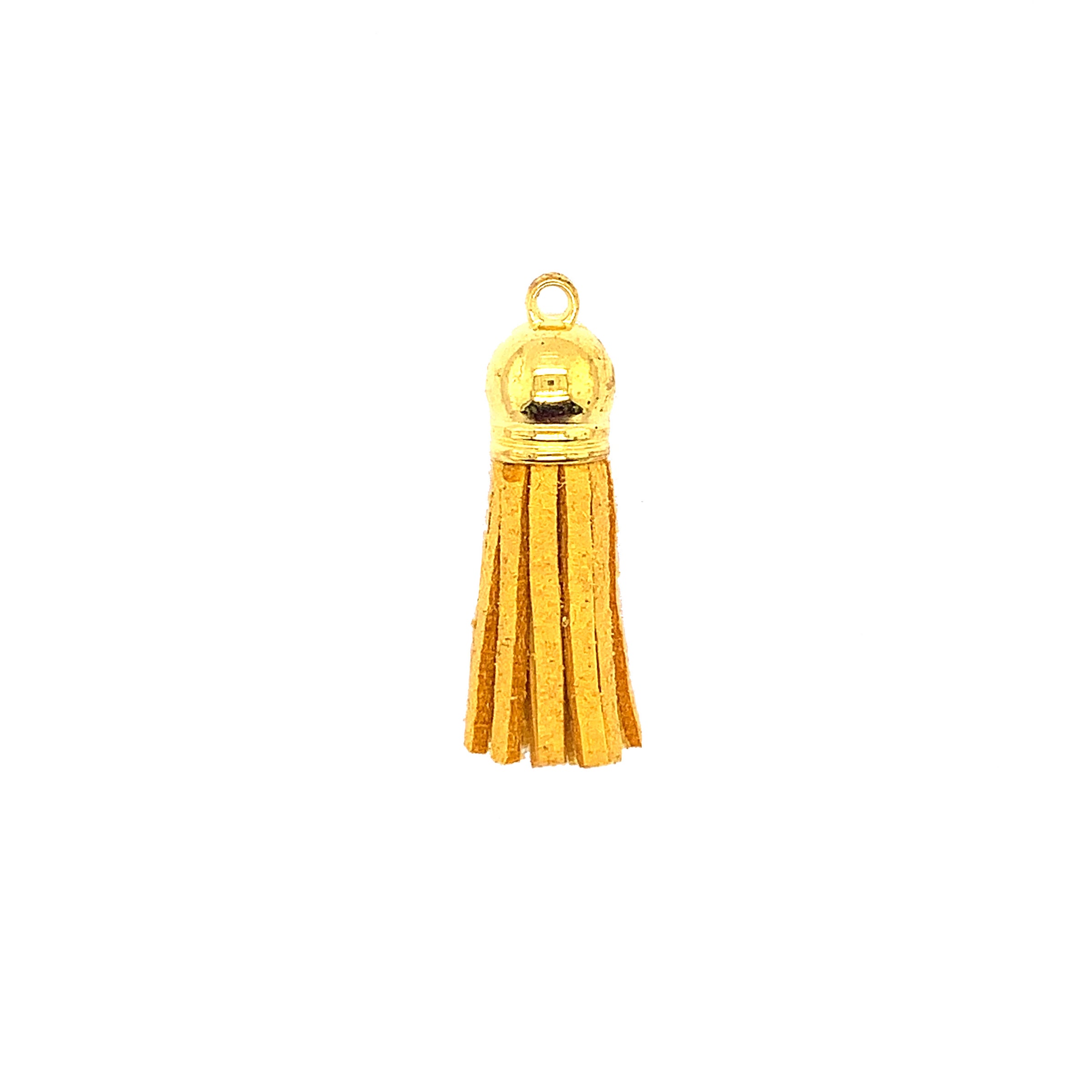 Short Mustard Yellow Tassel with Gold Cap