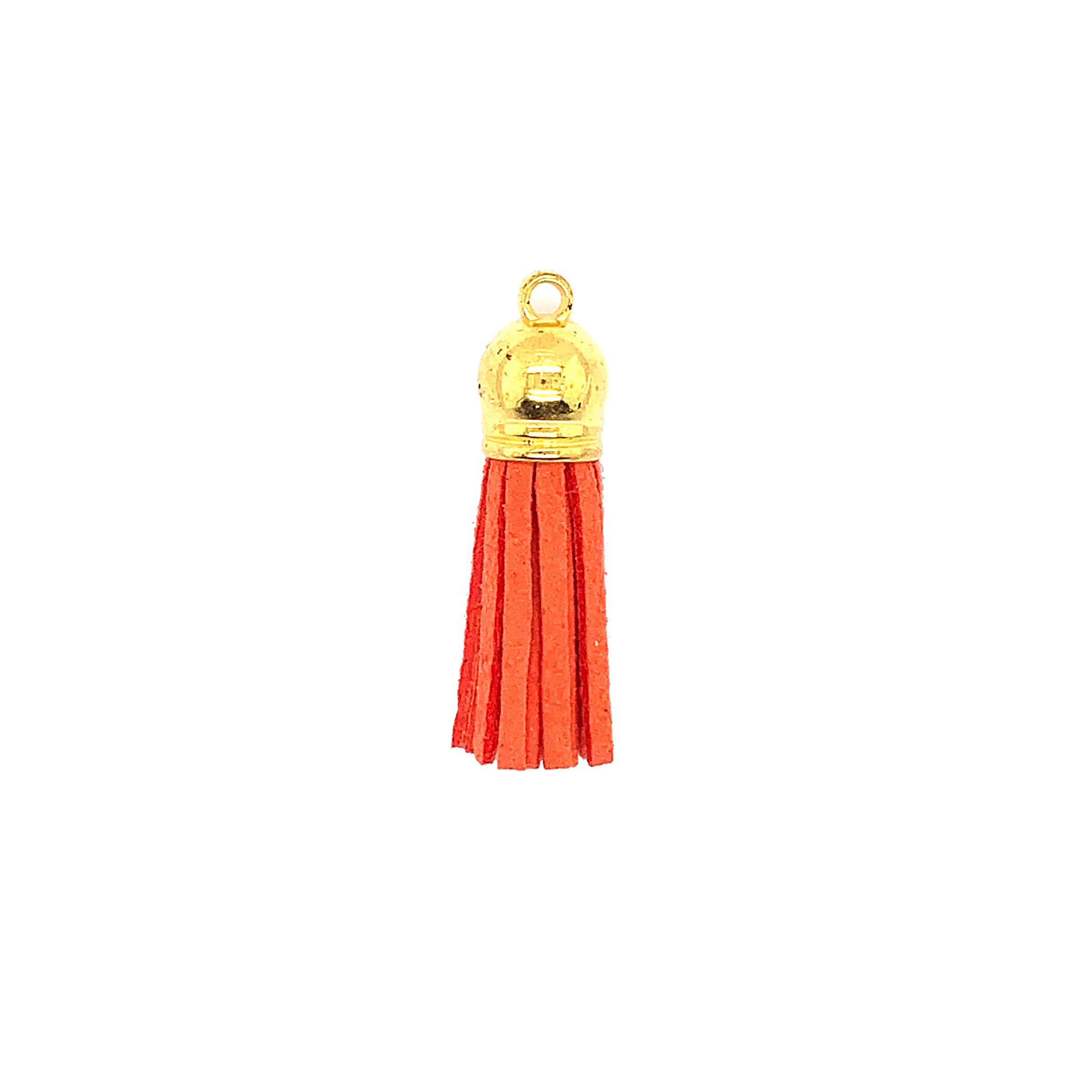 Short Orange Tassel with Gold Cap