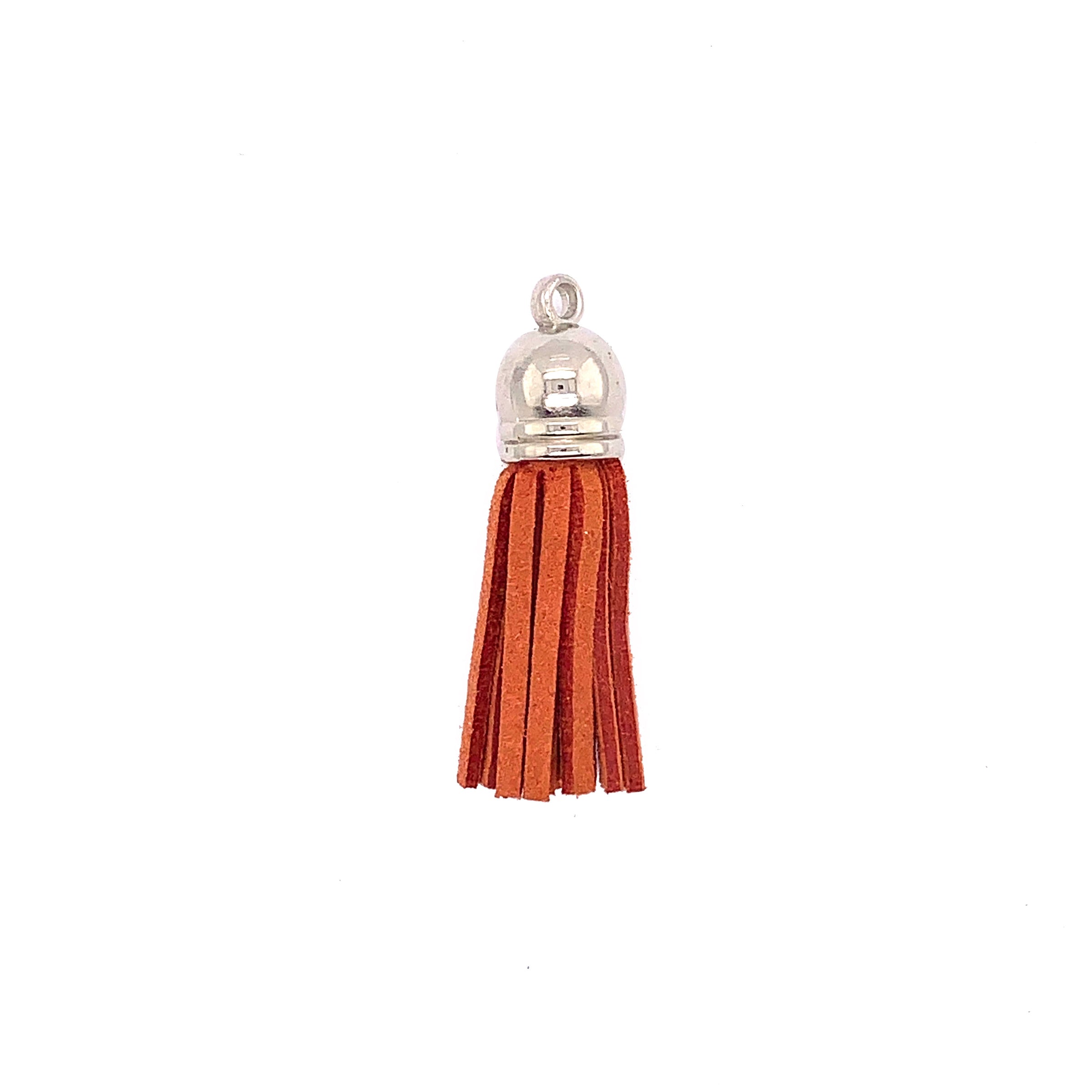 Short Orange Tassel with Silver Cap