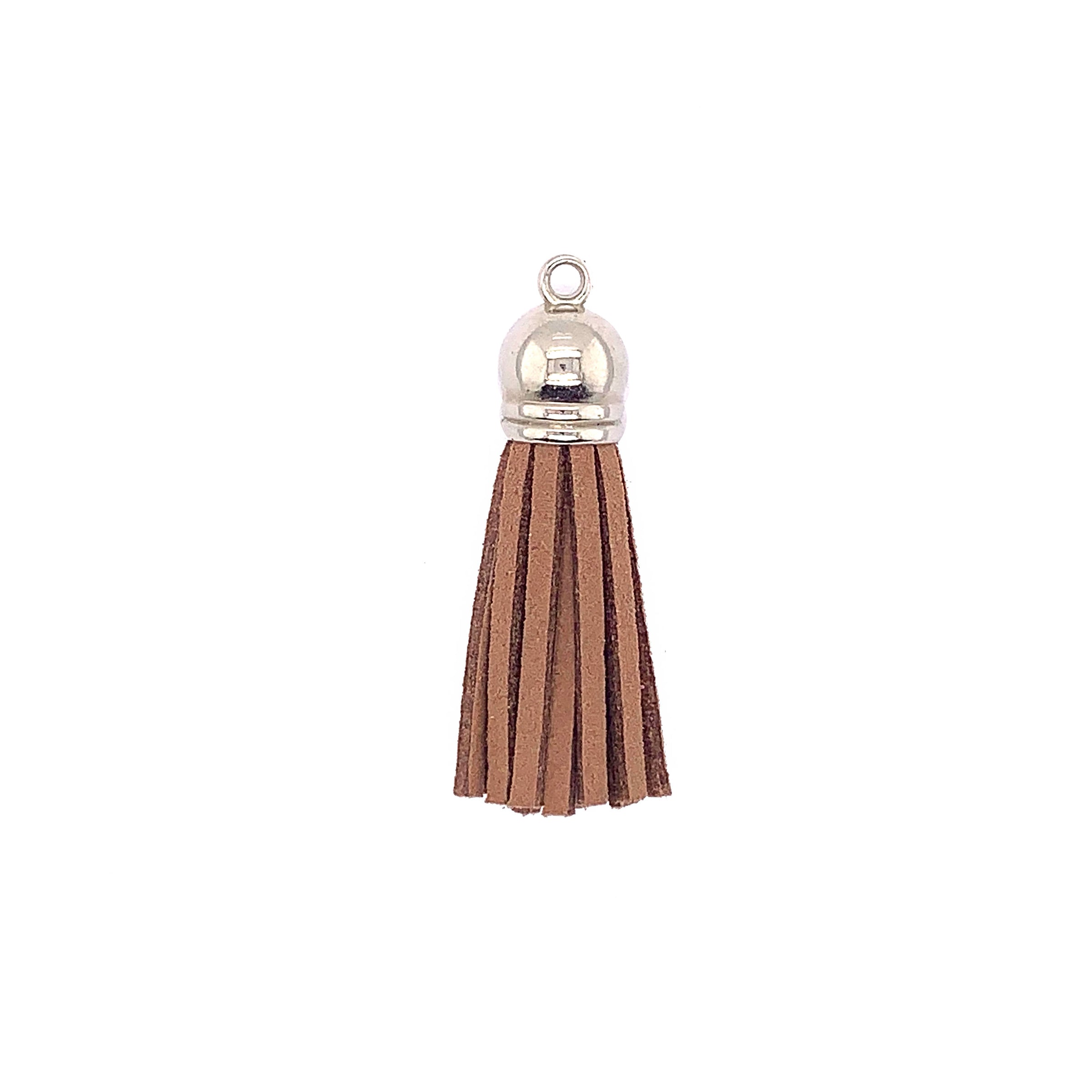 Short Tan Tassel with Silver Cap
