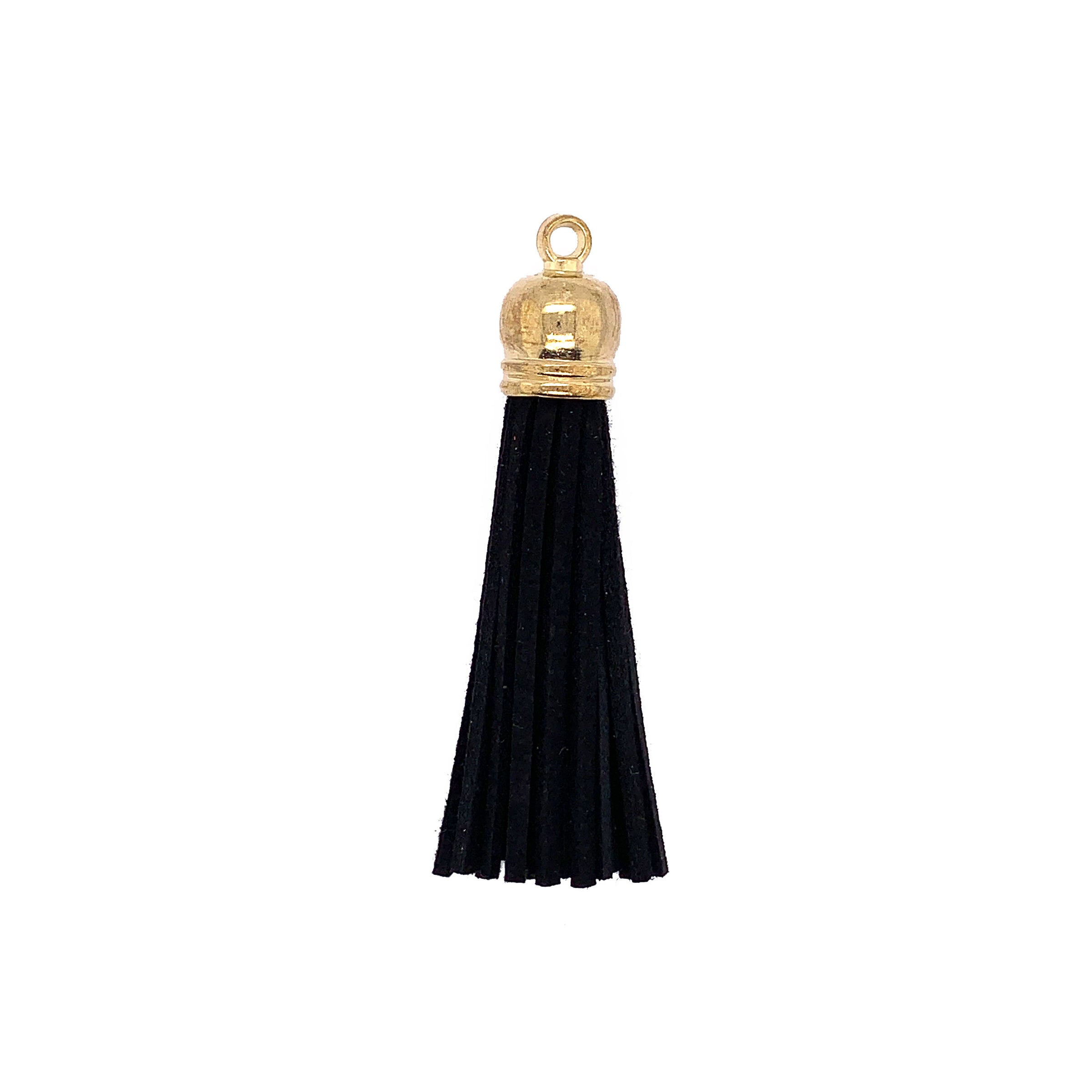 Long Black Tassel with Gold Cap