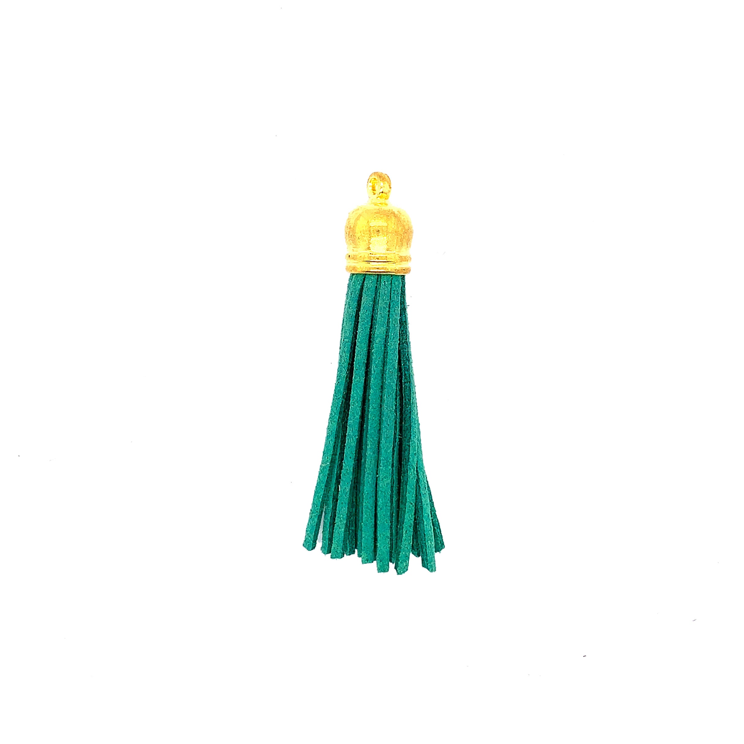 Long Emerald Tassel with Gold Cap