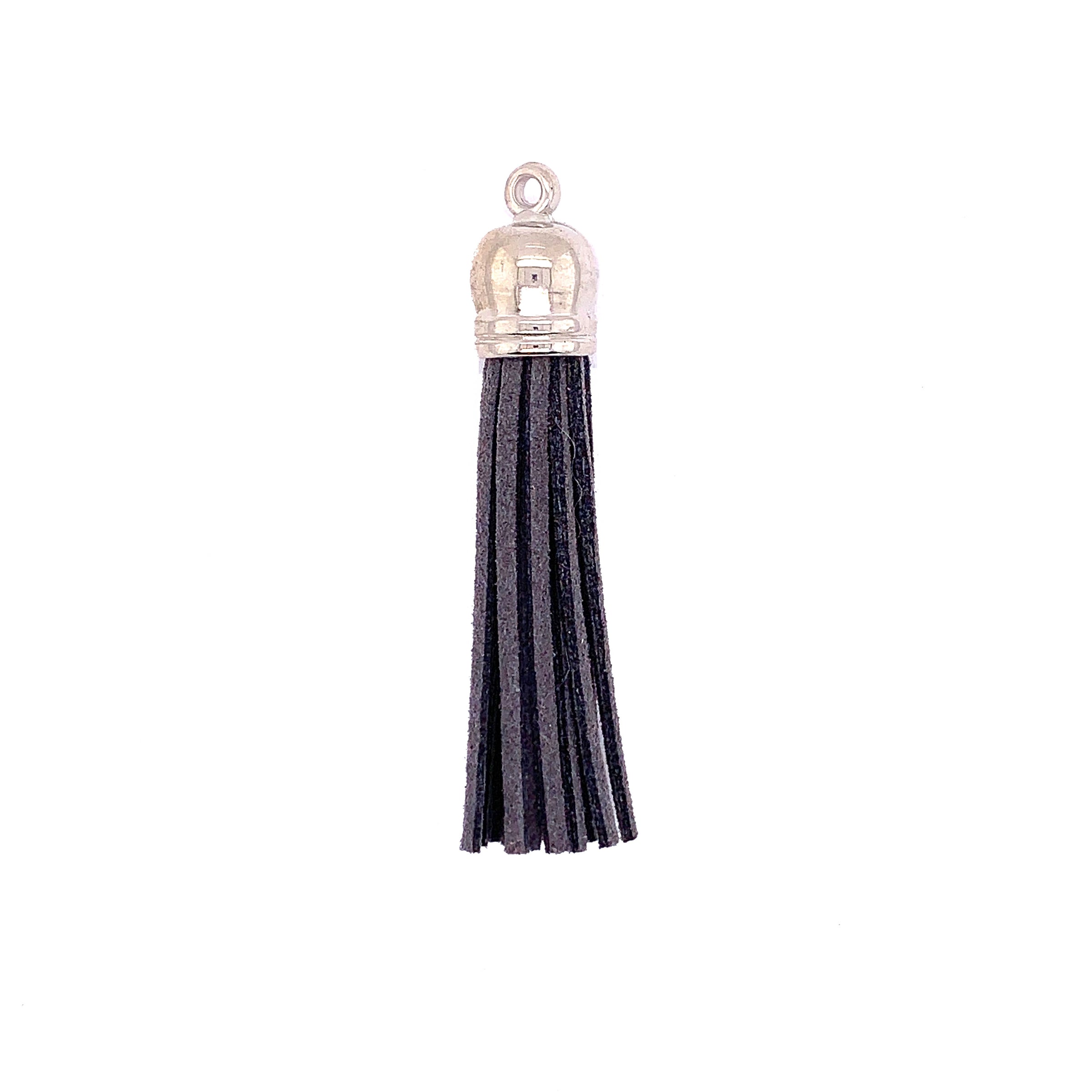 Long Gray Tassel with Silver Cap