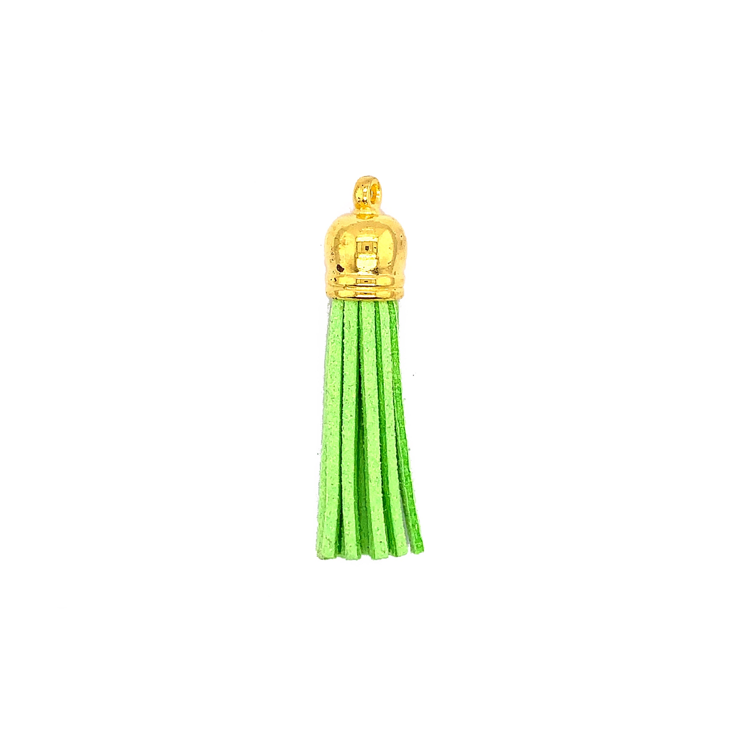 Long Lime Green Tassel with Gold Cap
