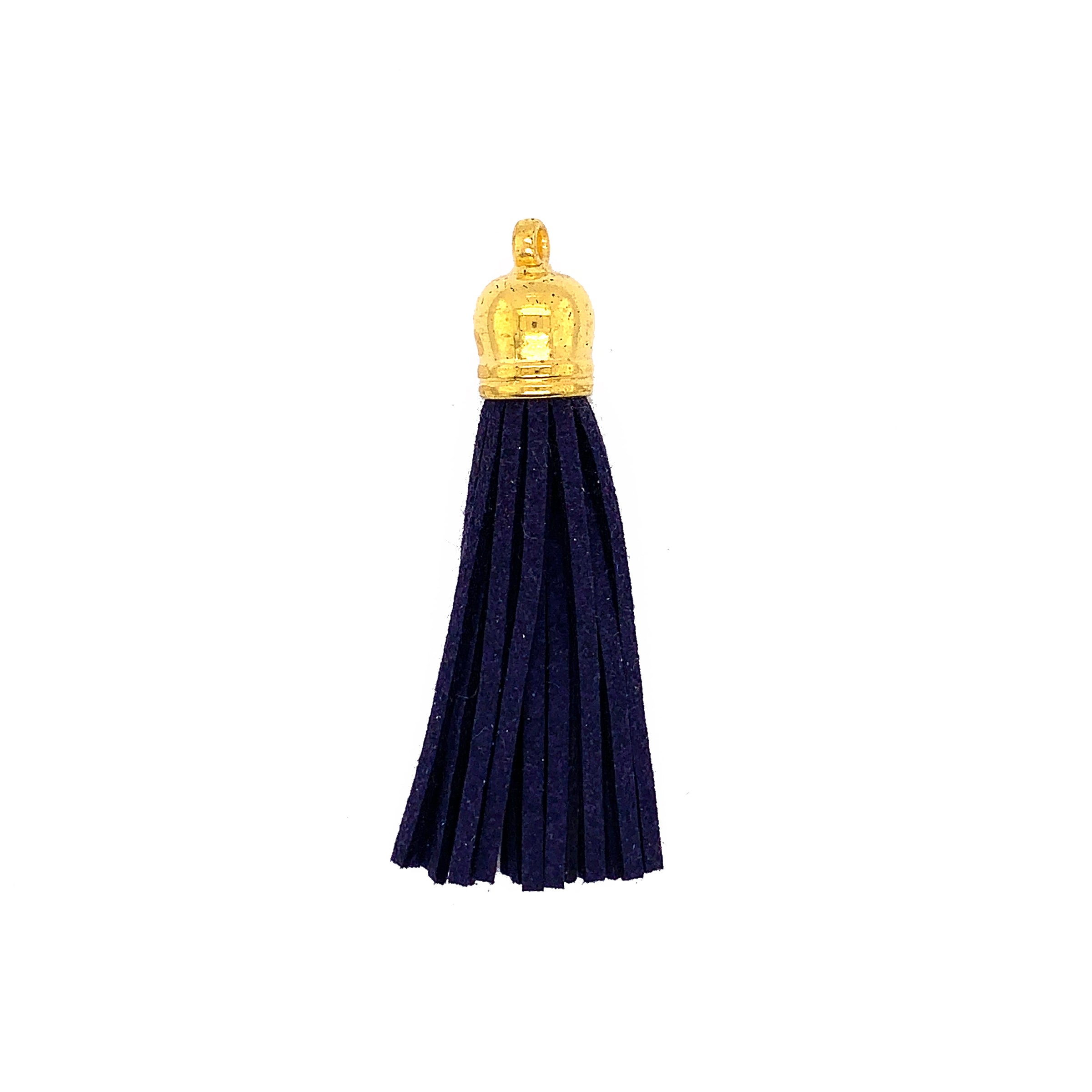 Long Navy Tassel with Gold Cap