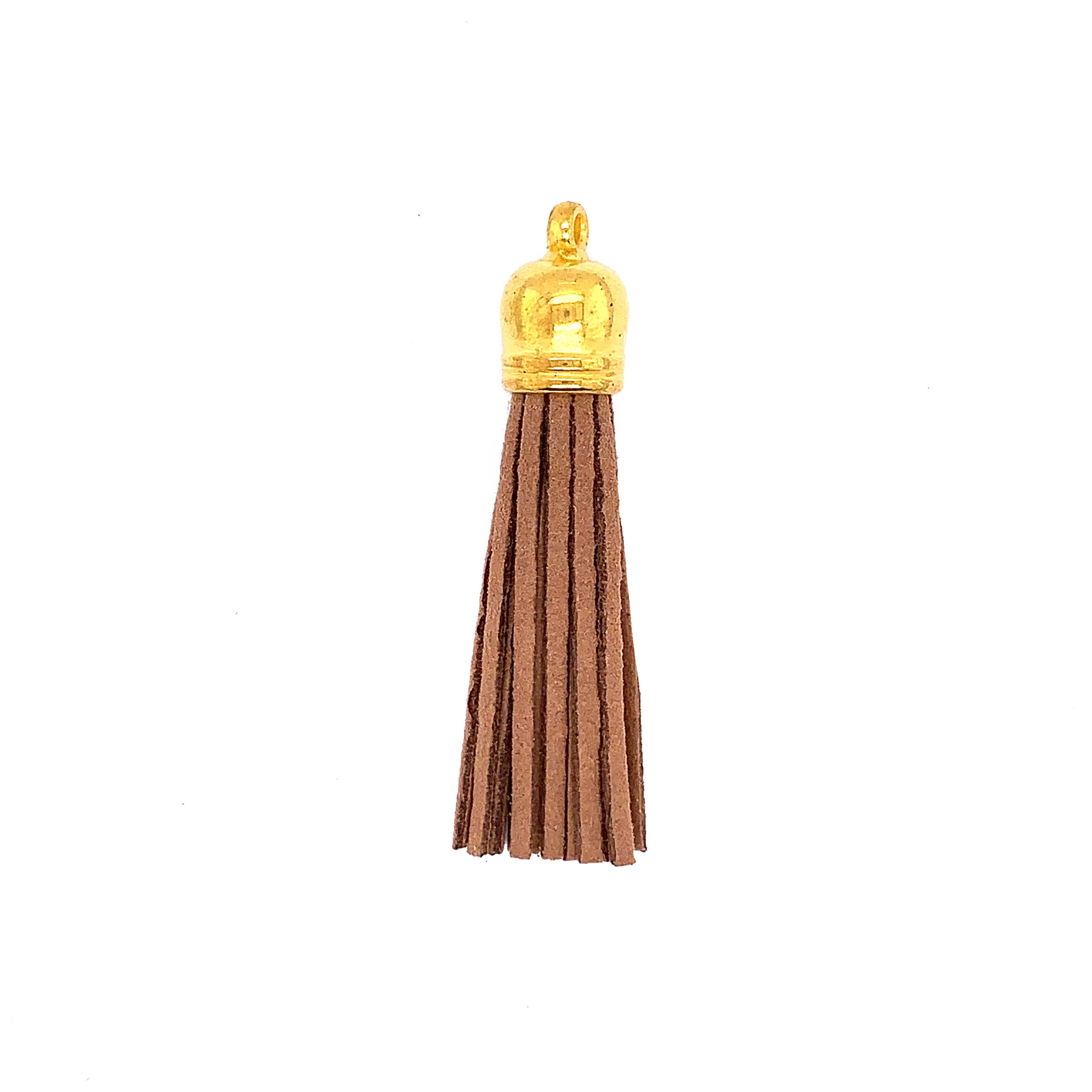 Long Sand Tassel with Gold Cap