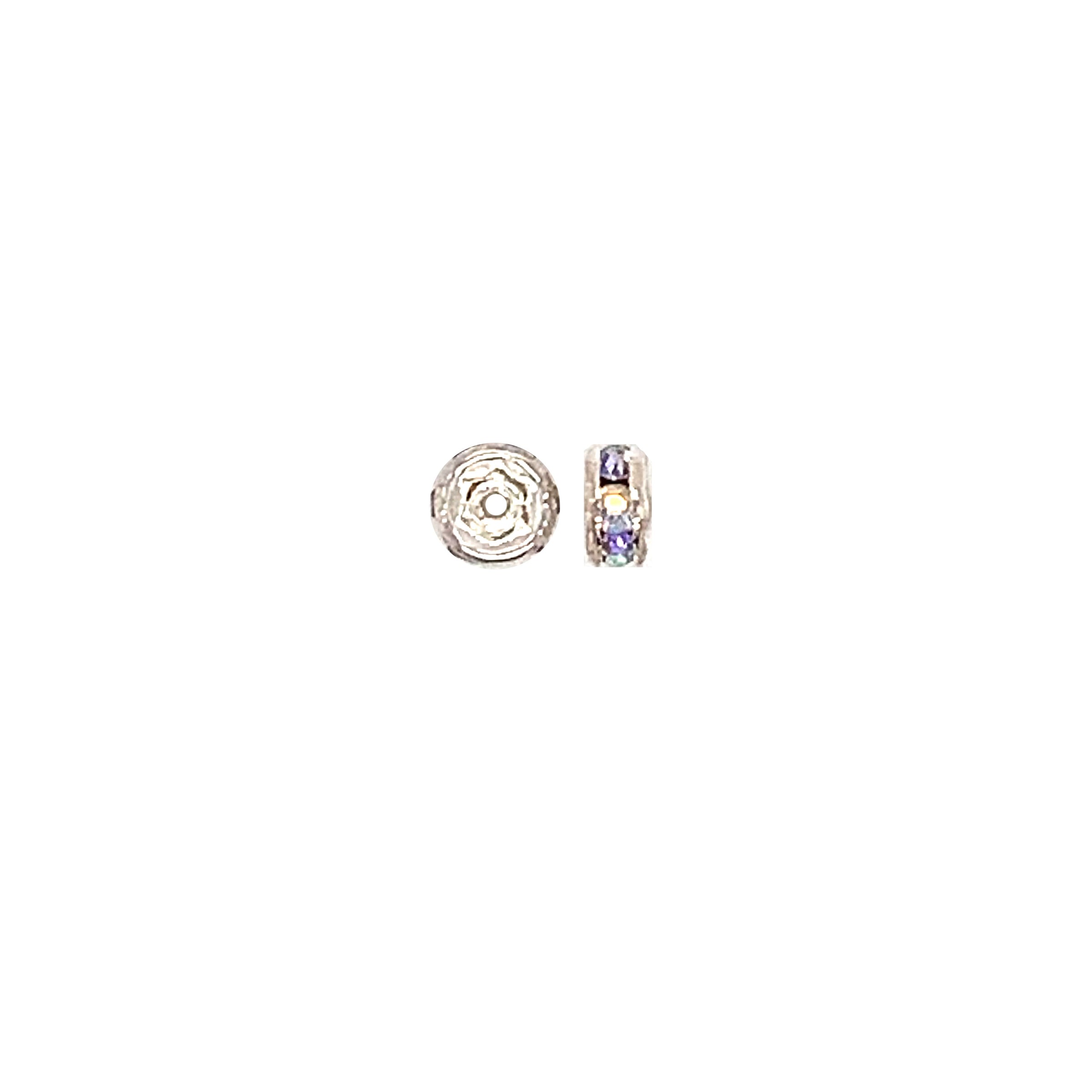 4mm AB Crystal Silver Tone Rondelle - Pack of 10
