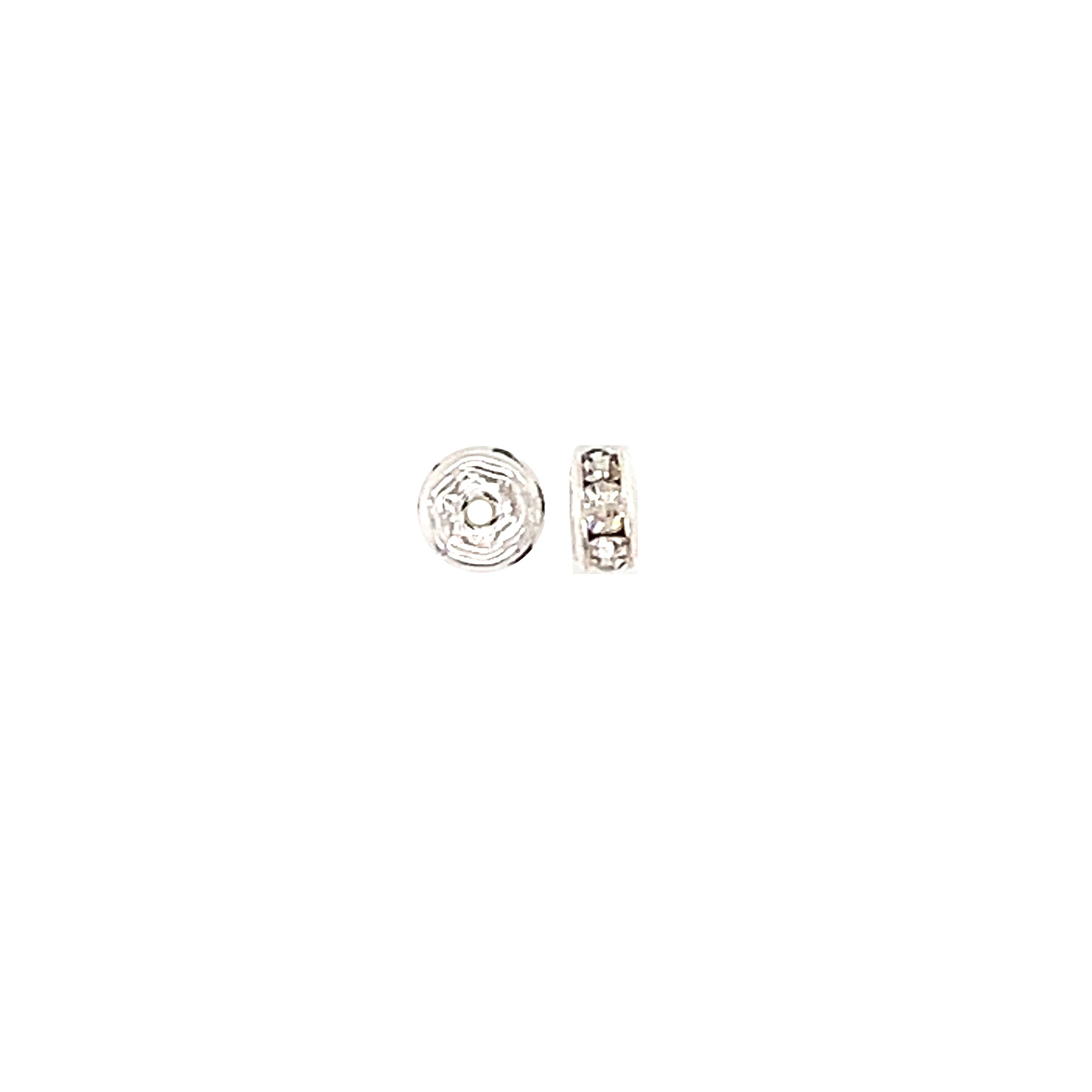CZ 4mm Clear Tone Silver Tone Rondelle - Pack of 10