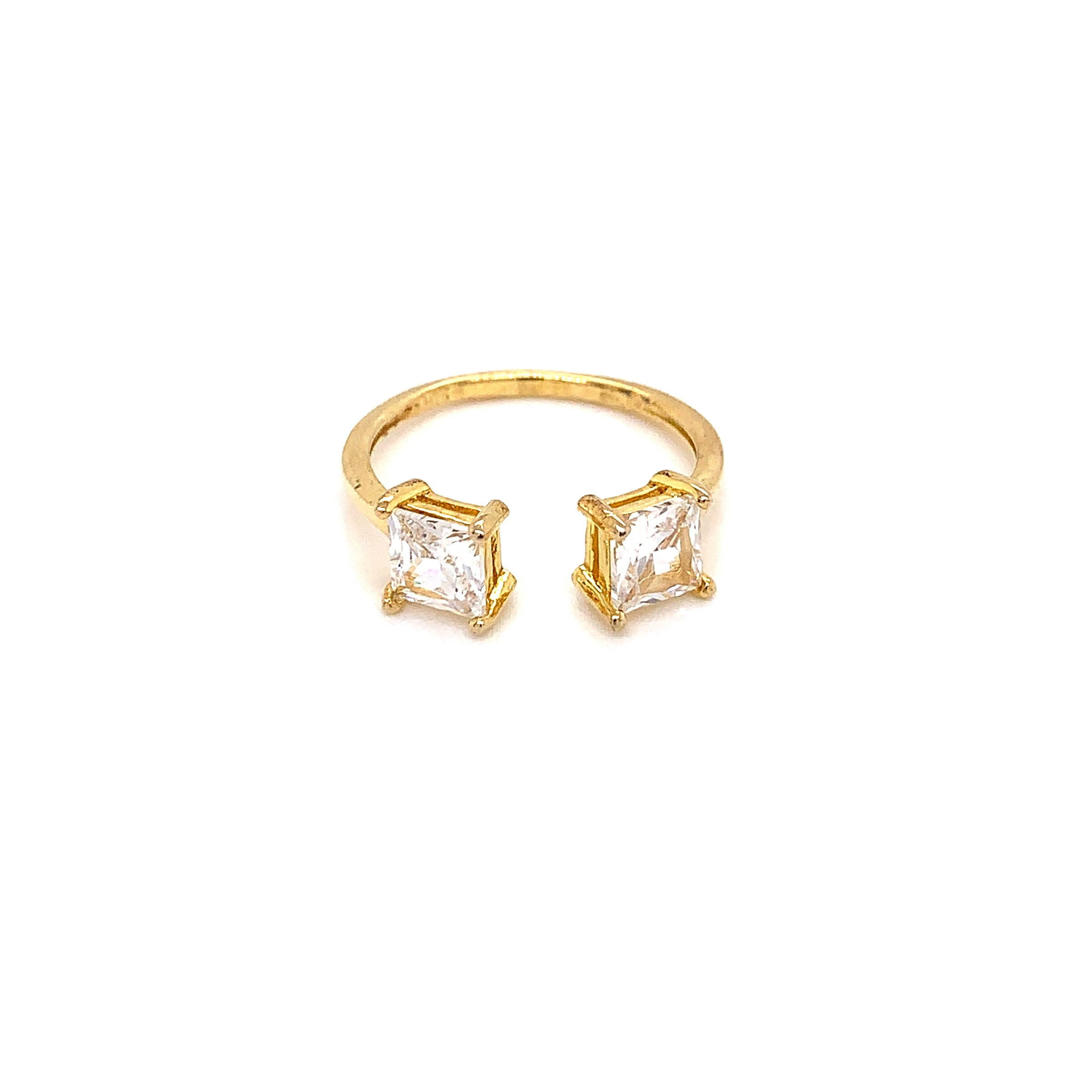 CZ 2 Stone Adjustable Rings - Gold Plated