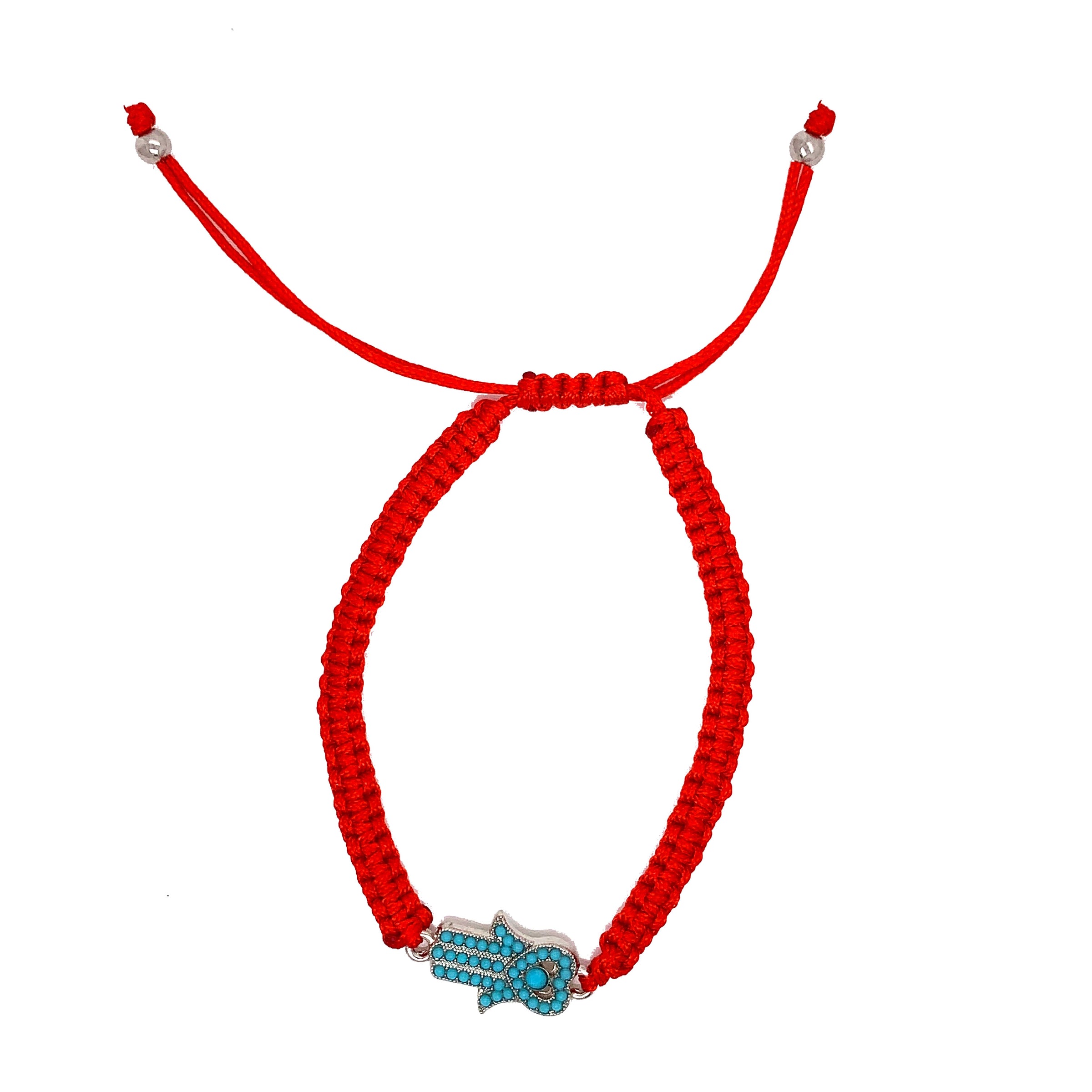 Blue Hamsa Adjustable Bracelet - Gold Plated