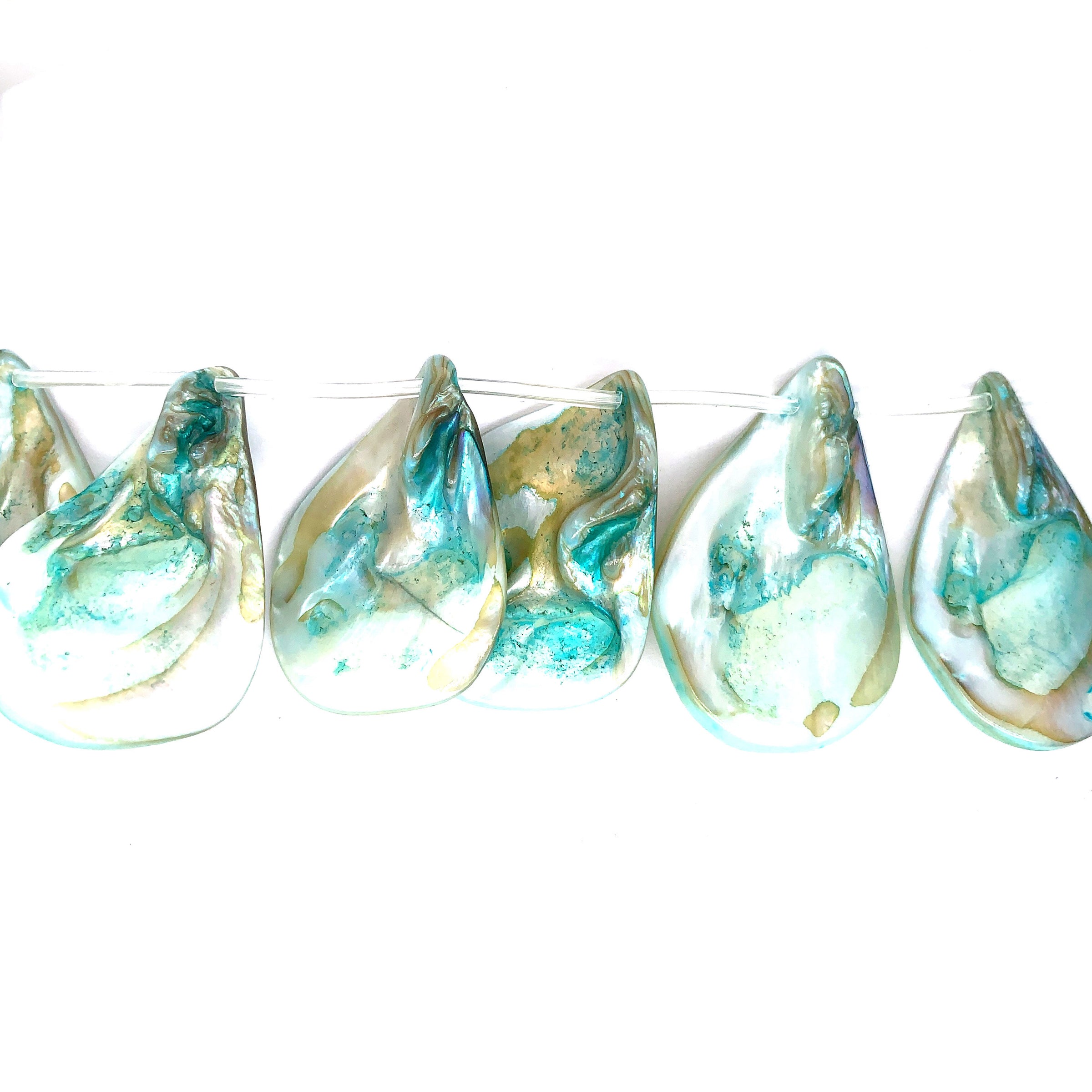 34x23mm Teal Natural Shell Tear Drop