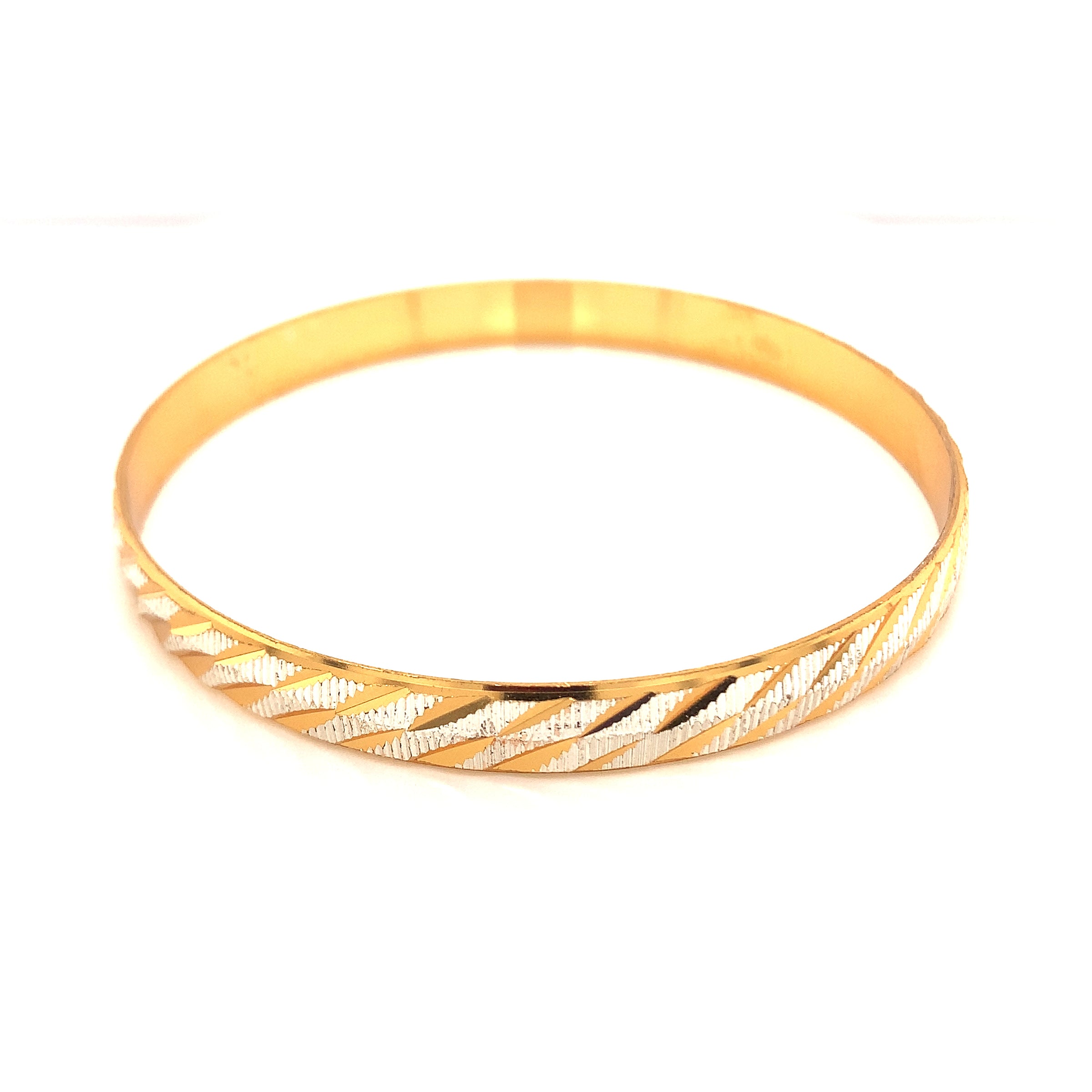 6mm Two Tone Bangle 2.5" - Gold Filled