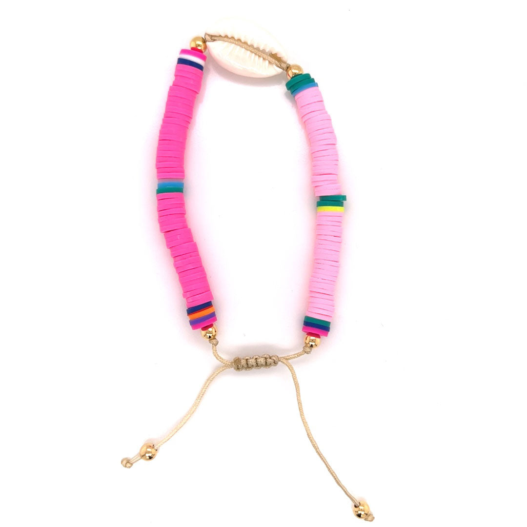 Polymer Clay Puka Shell Macrame Bracelet