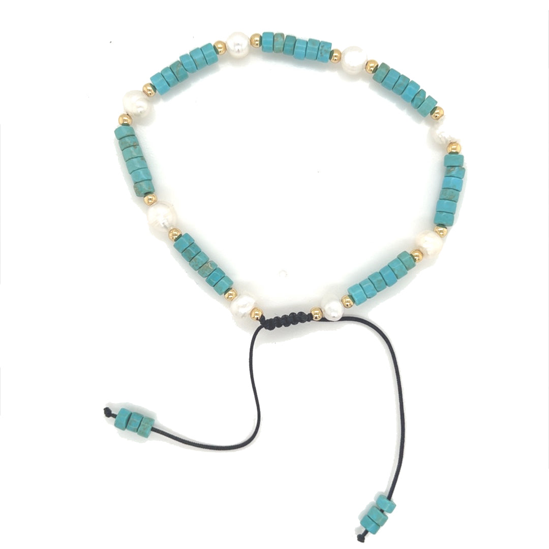 Freshwater Pearls Adjustable Macrame Bracelet