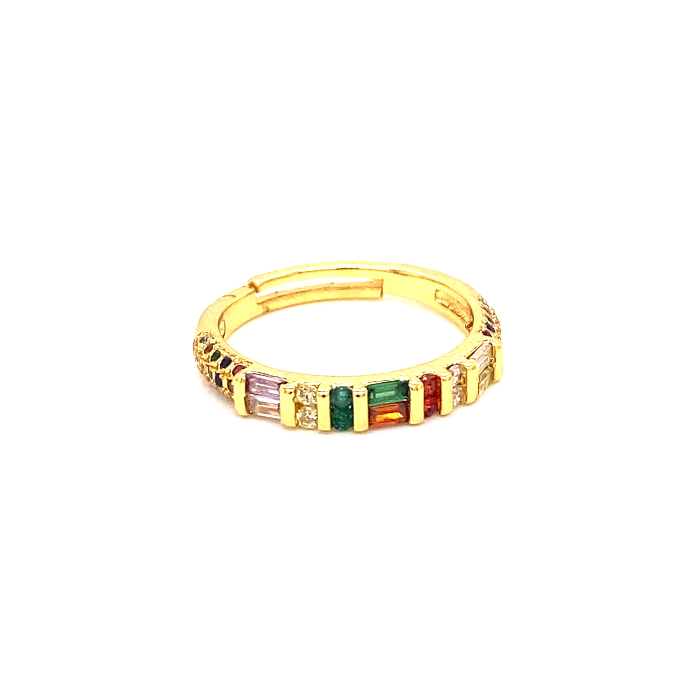 CZ Adjustable Multicolor Ring - Gold Plated