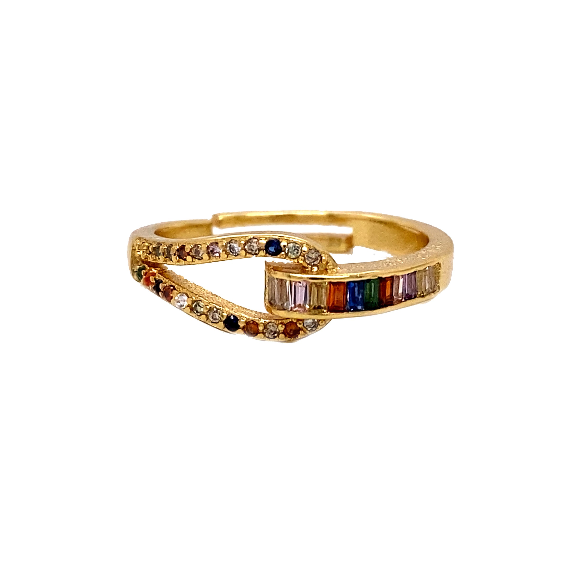 CZ Multicolor Knot Ring - Gold Plated