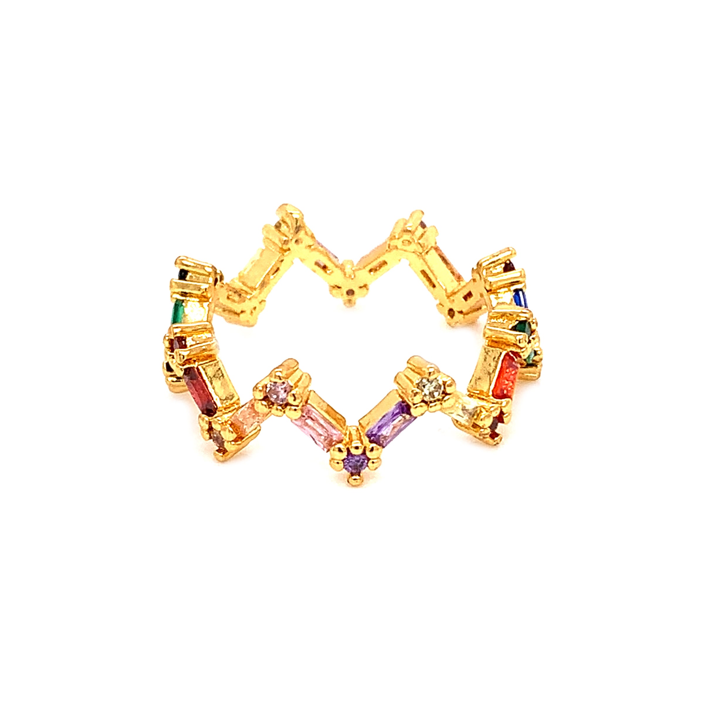 Multicolor CZ Ring - Gold Plated - Size 8