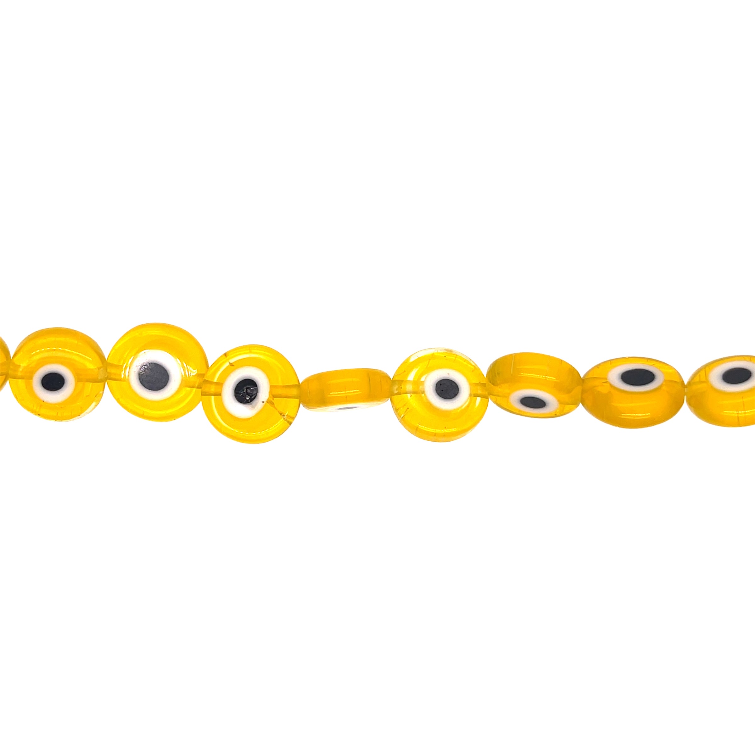 10mm Yellow Evil Eye Beads - Flat