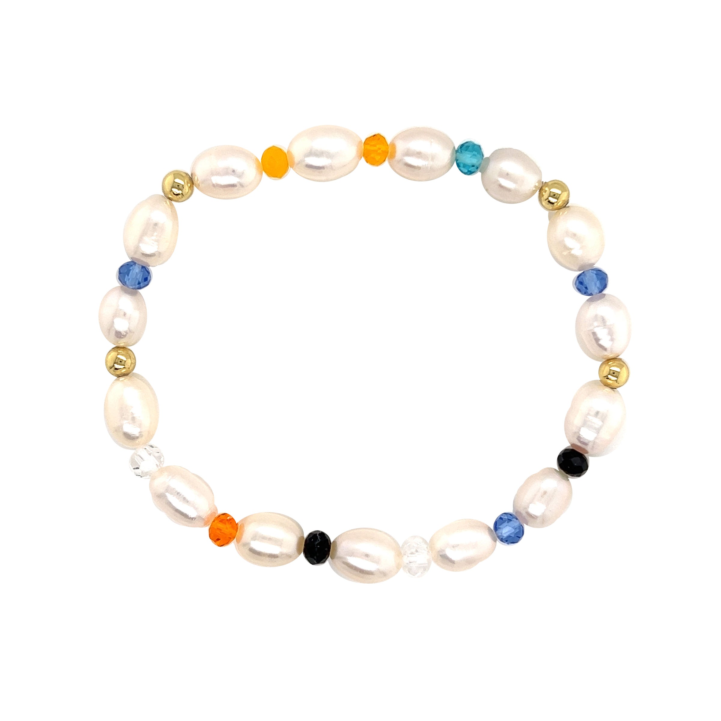 Fresh Water Pearl with Crystal Bracelet - 7"