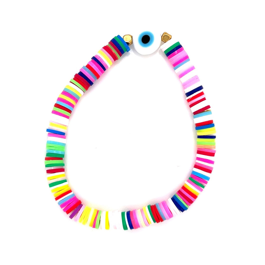 Polymer Clay Evil Eye Bracelet - 7"
