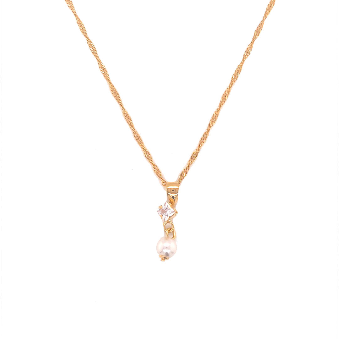 CZ Pearl Necklace - Gold Filled