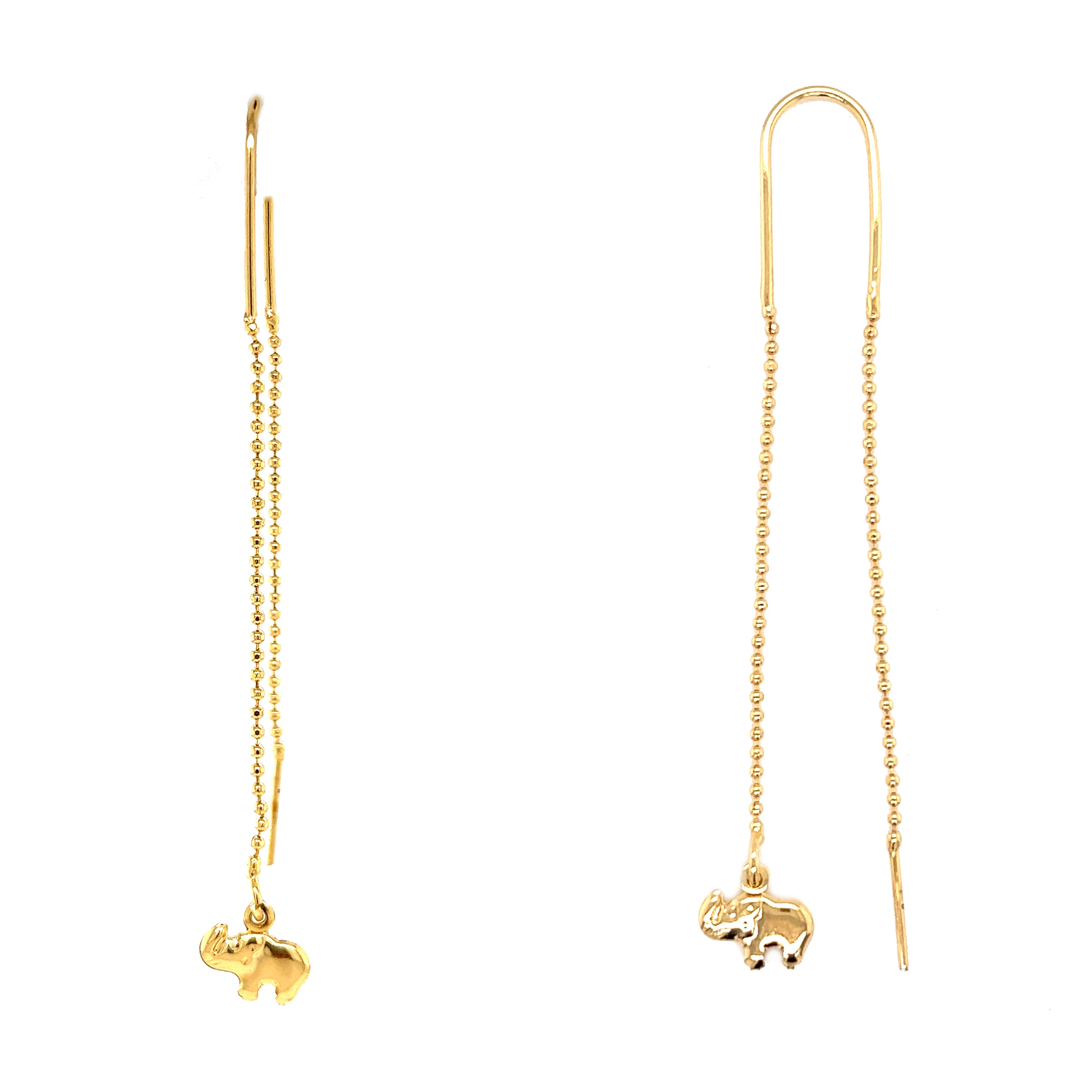 Dangling Elephant Threader Earrings - Gold Filled