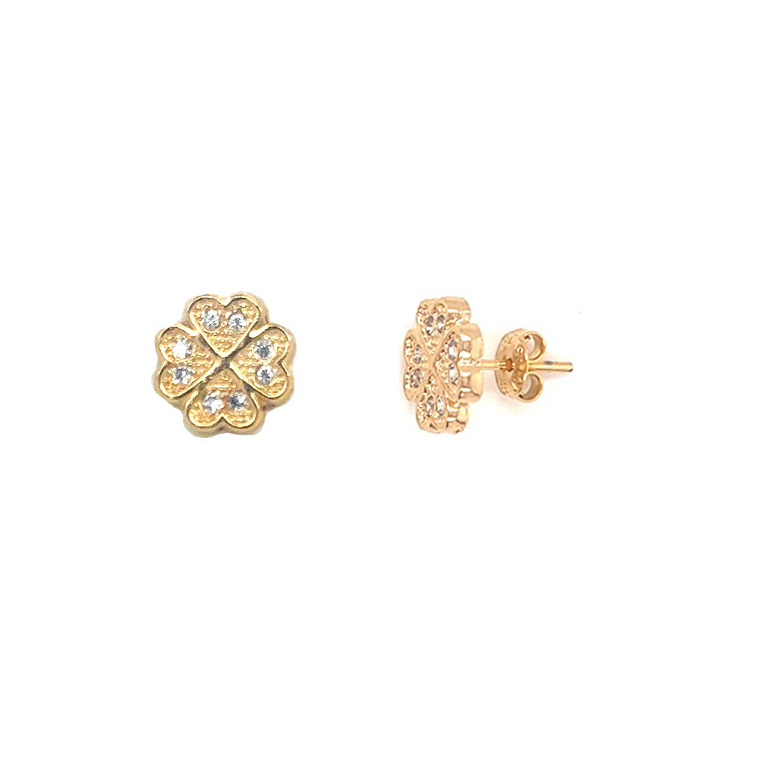 CZ Clover Earrings - Gold Filled