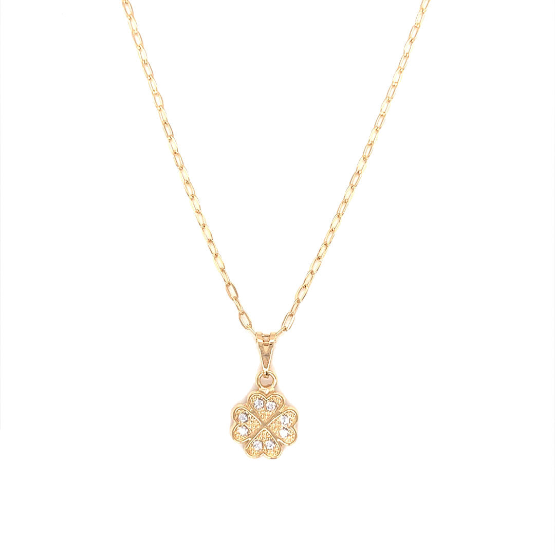 CZ Clover Necklace - Gold Filled